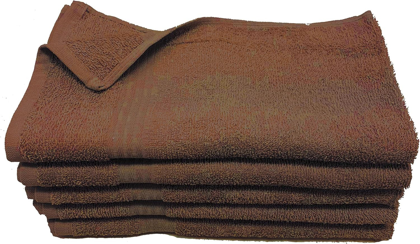 Towel Supercenter 16X27 Cotton Hand Towels (24Pack) for Hair, Nail, Tanning Salons, Golf Courses (Dark Brown)