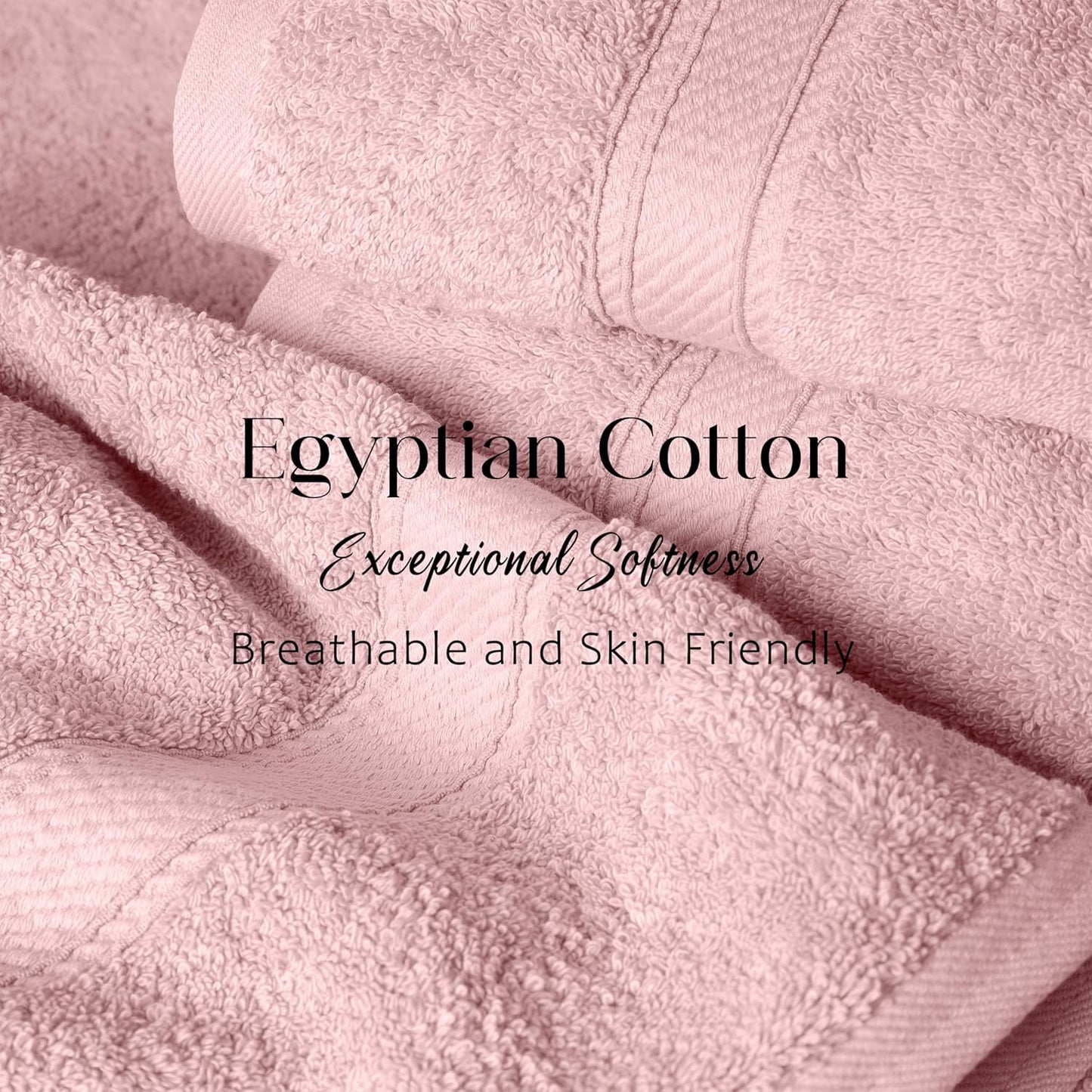 Superior Egyptian Cotton Pile 6 Piece Towel Set, Includes 2 Bath, 2 Hand, 2 Face Towels/Washcloths, Ultra Soft Luxury Towels, Thick Plush Essentials, Guest Bath, Spa, Hotel Bathroom, Tea Rose