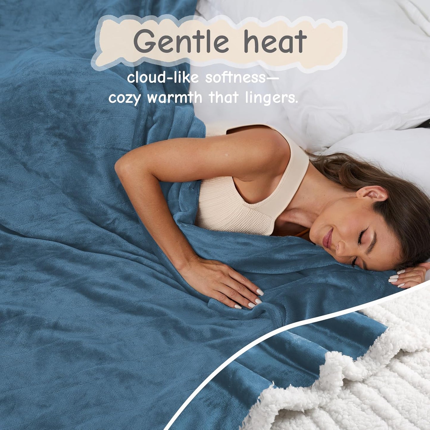 Electric Heated Blanket Full Size 72"x84", Soft Flannel with Overheat Protection, 6 Adjustable Heat Settings & 10-Hour Auto-Off Timer, Fast Heating for Winter Comfort, Blue