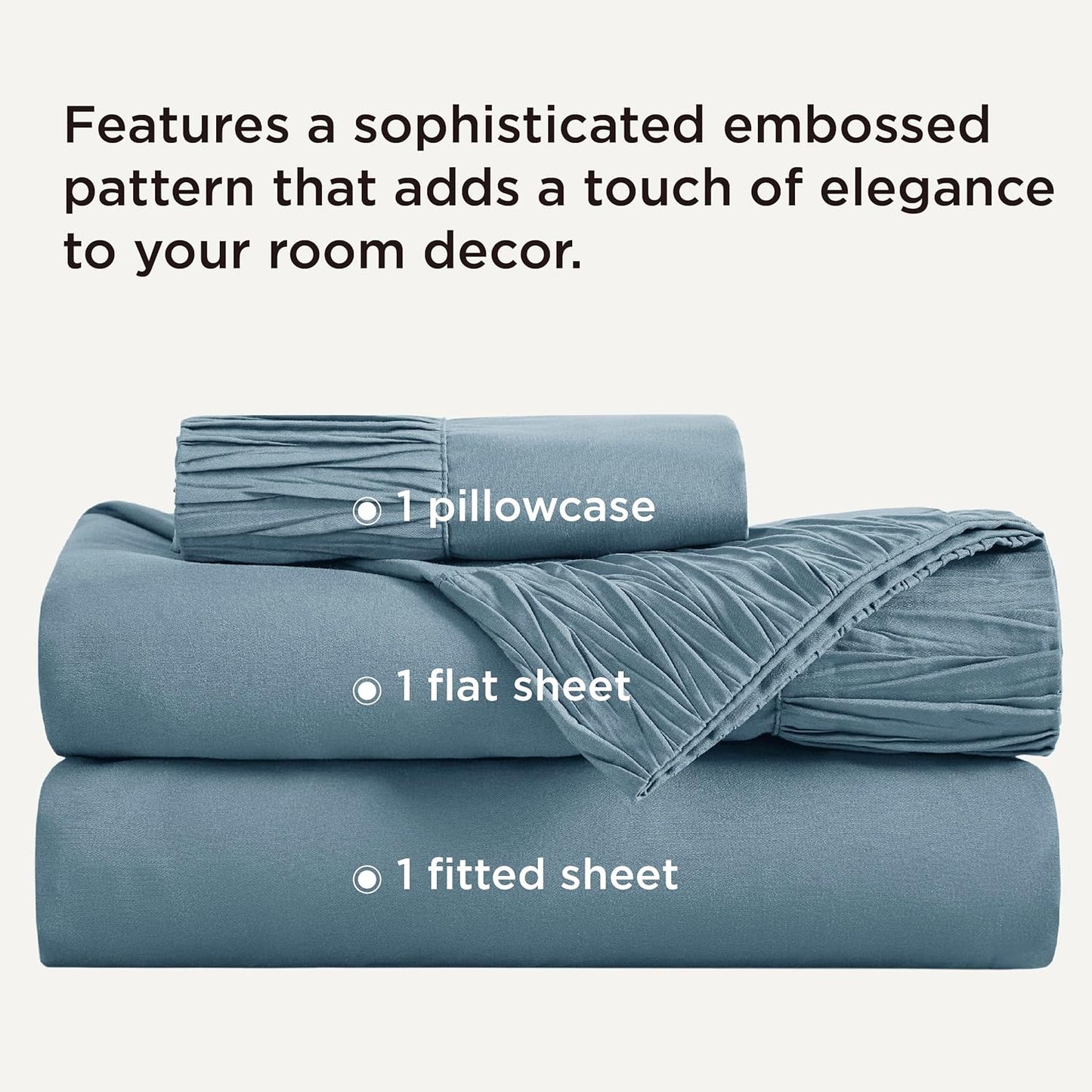 Bedsure Twin XL Sheet Sets Dorm Bedding - 3 Pieces Soft Extra Long Twin Sheets, Hotel Luxury, Easy Care Microfiber for Women, Men, Kids and Teens, Mineral Blue