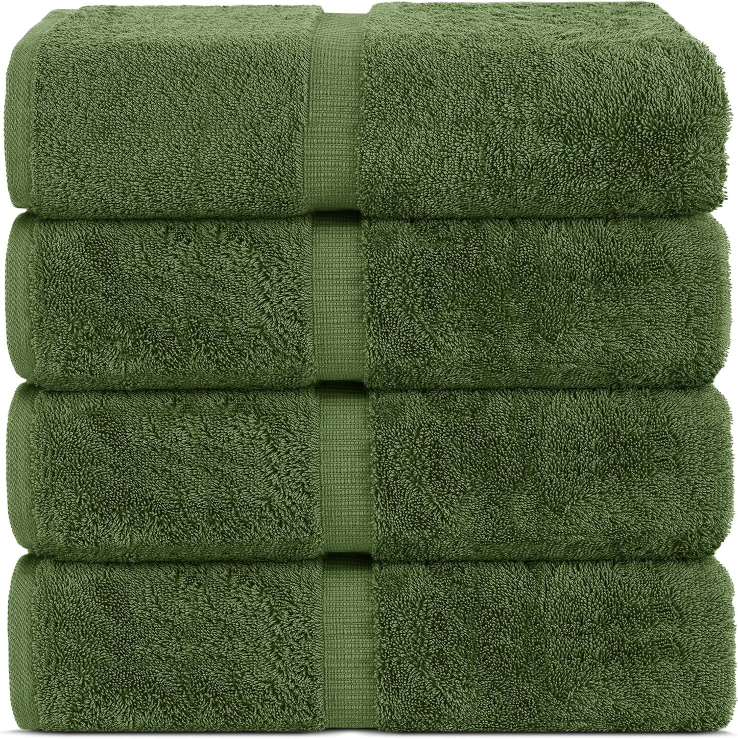 Chakir Turkish Linens 100% Cotton Premium Turkish Towels for Bathroom | 30'' x 60'' Large Bath Towels (4 Piece, Moss)