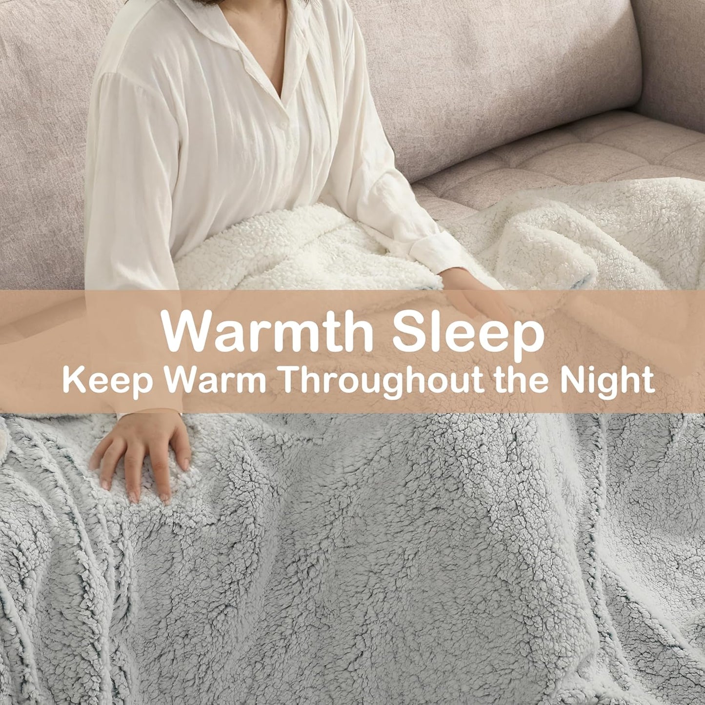 Electric Heated Blanket Full Size 72×84, 6 Heating Settings & 1-10H Auto Off Double Sided Plush Sherpa Ultra-Soft Warm Thick, Machine Washable, Fast Heating, Home Office, Light Gradient Blue