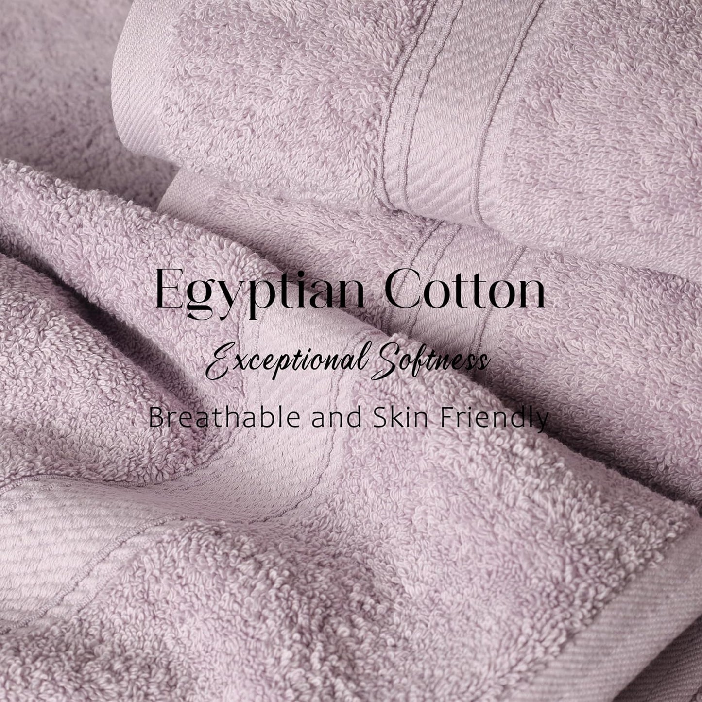 Superior Egyptian Cotton Pile Bath Towel Set of 2, Ultra Soft Luxury Towels, Thick Plush Essentials, Absorbent Heavyweight, Guest Bath, Hotel, Spa, Home Bathroom, Shower Basics, Purple