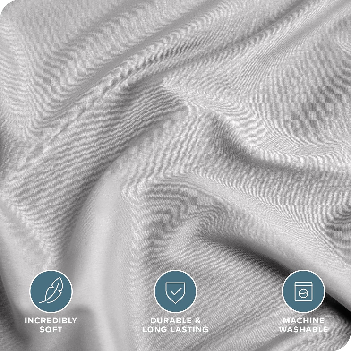 Bare Home Bedding Duvet Cover Oversized Queen Size - Premium 1800 Super Soft Collection - Lightweight, Cooling Duvet Cover - Soft Breathable (Oversized Queen, Light Grey)