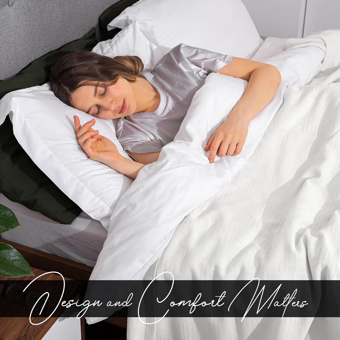 Avalon Bedding 100% Cotton Blankets King Size Thermal Blanket (108"x90") - Perfect Cotton Blanket King Size for Layering Bed in Any Season - Cotton Blankets for Bed (White)