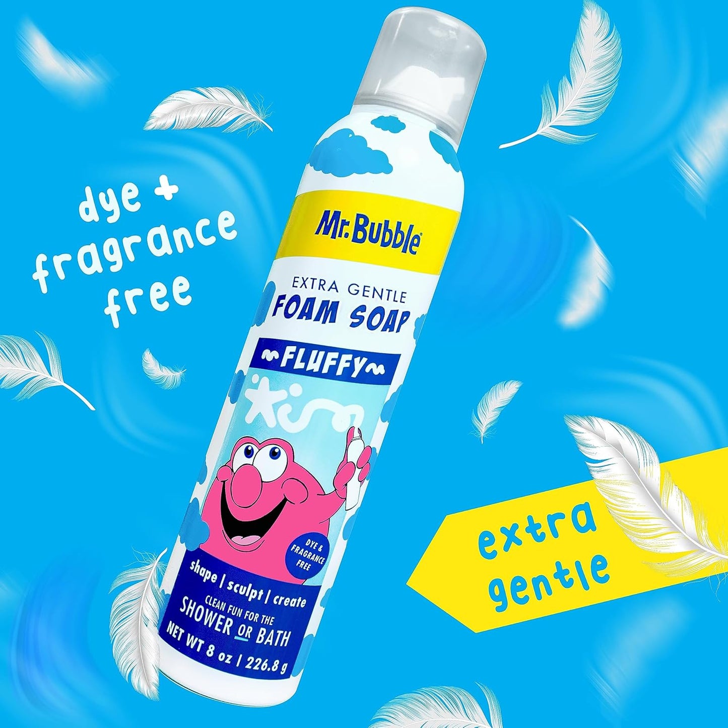 Mr. Bubble Extra Gentle Foam Soap - Fragrance Free Kids Hand and Body Wash 8OZ, Pack of 6
