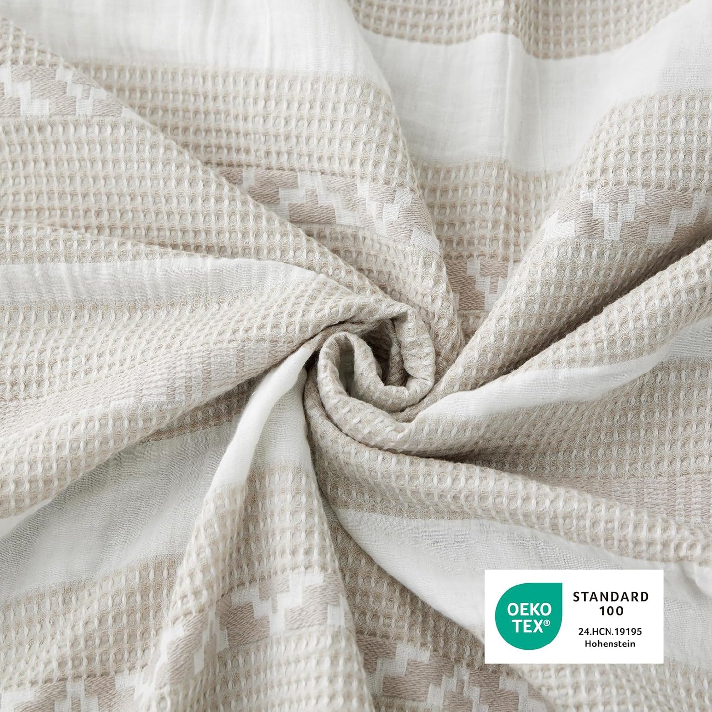 Bedsure Waffle Weave Duvet Cover King - 100% Cotton Boho Duvet Cover with 2 Pillowcases - Linen Color Textured Comforter Cover with Zipper Closure (King, 104"x90")