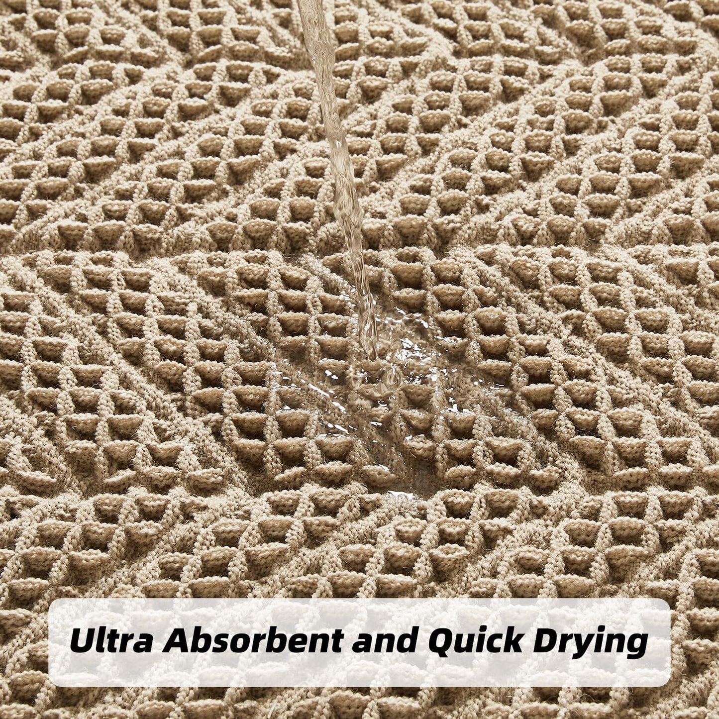 Bathroom Rugs Super Absorbent Boho Bath Mats Non Slip Washable Rugs for Bathroom Quick Dry Floor Mat, Ultra Soft Waffle Bath Mat,Brown,17"*24"