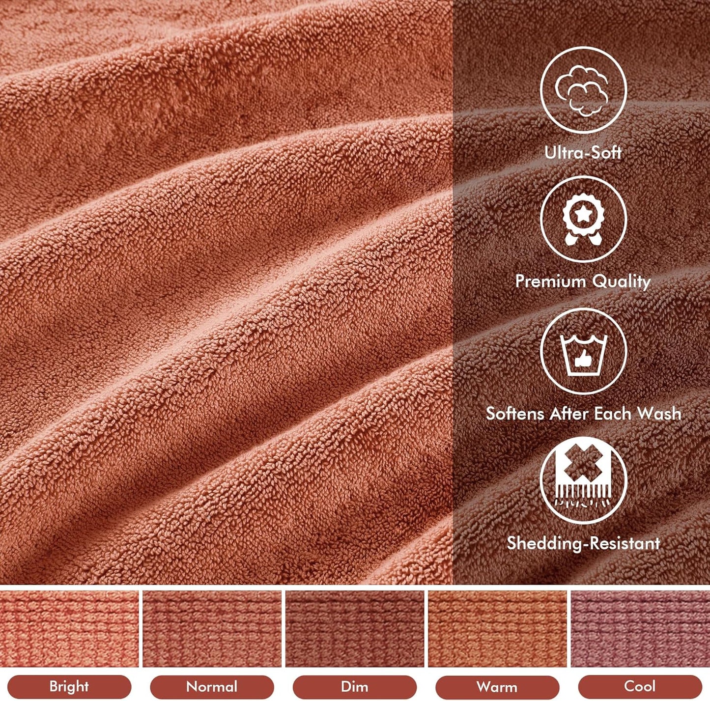 Madison Park 800GSM Bathroom Towel Set of 8 100% Cotton Bath Towel Set for Bathroom Luxurious Highly Absorbent 2 Bath Towels 2 Hand Towels 4 Washcloths Quick Dry Spa Quality Coral