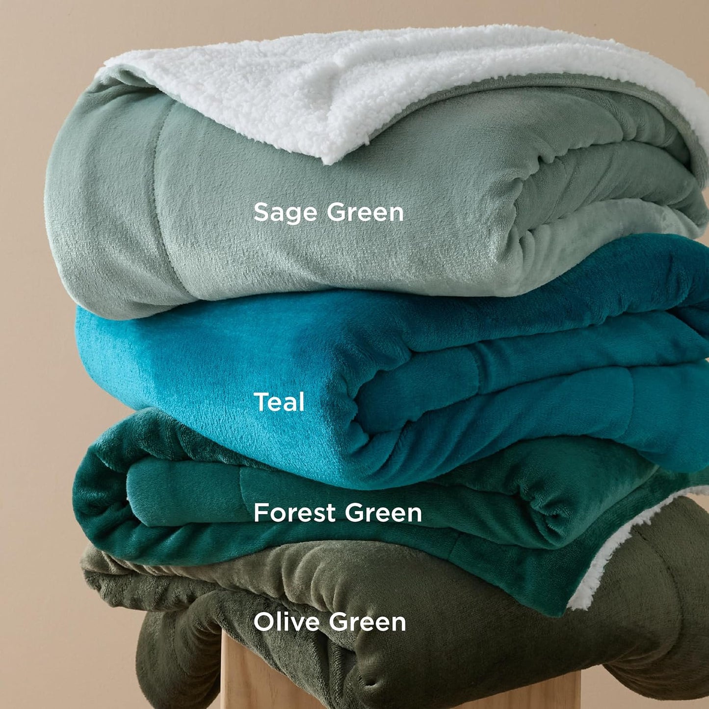Bedsure GentleSoft Sherpa Fleece Blankets Queen Size for Bed - Thick and Warm Throw for Women and Men, Soft Fuzzy Plush Queen Christmas Blanket for Winter, Forest Green, 90x90 Inches