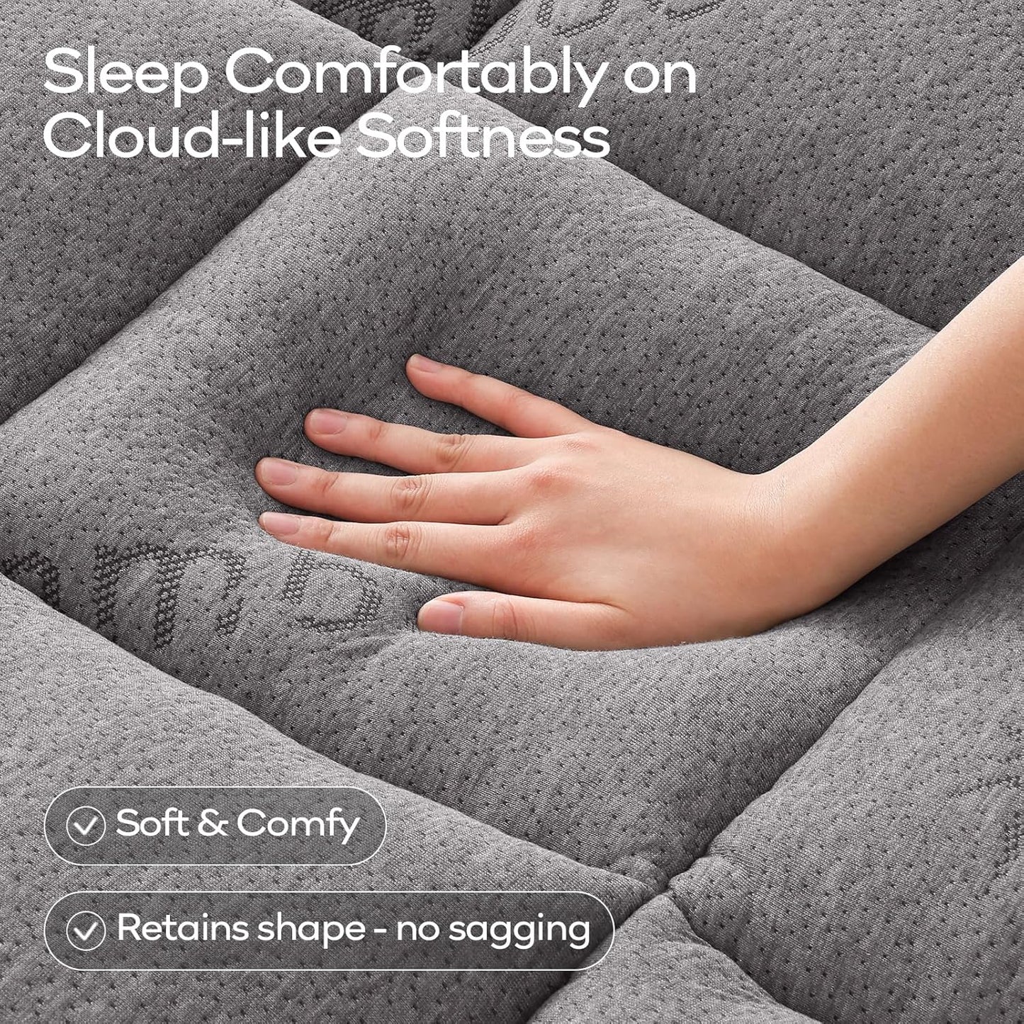 OLANLY Twin Mattress Topper – Viscose Made from Bamboo, Cooling Soft Twin Pillow Top Mattress Pad for Back Pain Relief, Plush Down Alternative Fill Bed Topper with Elastic Deep Pocket, Light Gray