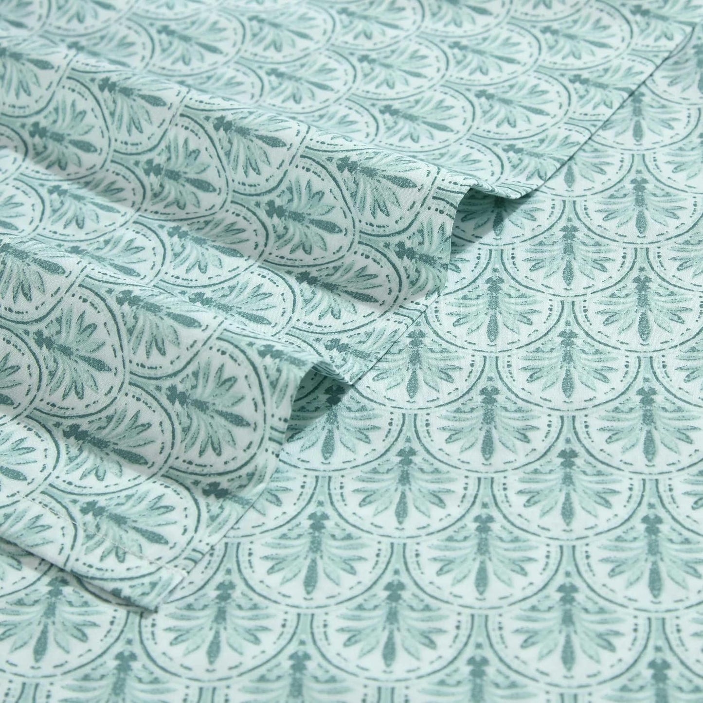 Tommy Bahama - King Sheet Set, Super Soft Cotton Percale Bedding with Matching Shams, Tropical Bedding Set, Oeko-Tex Certified (Coastal Batik Green, King)