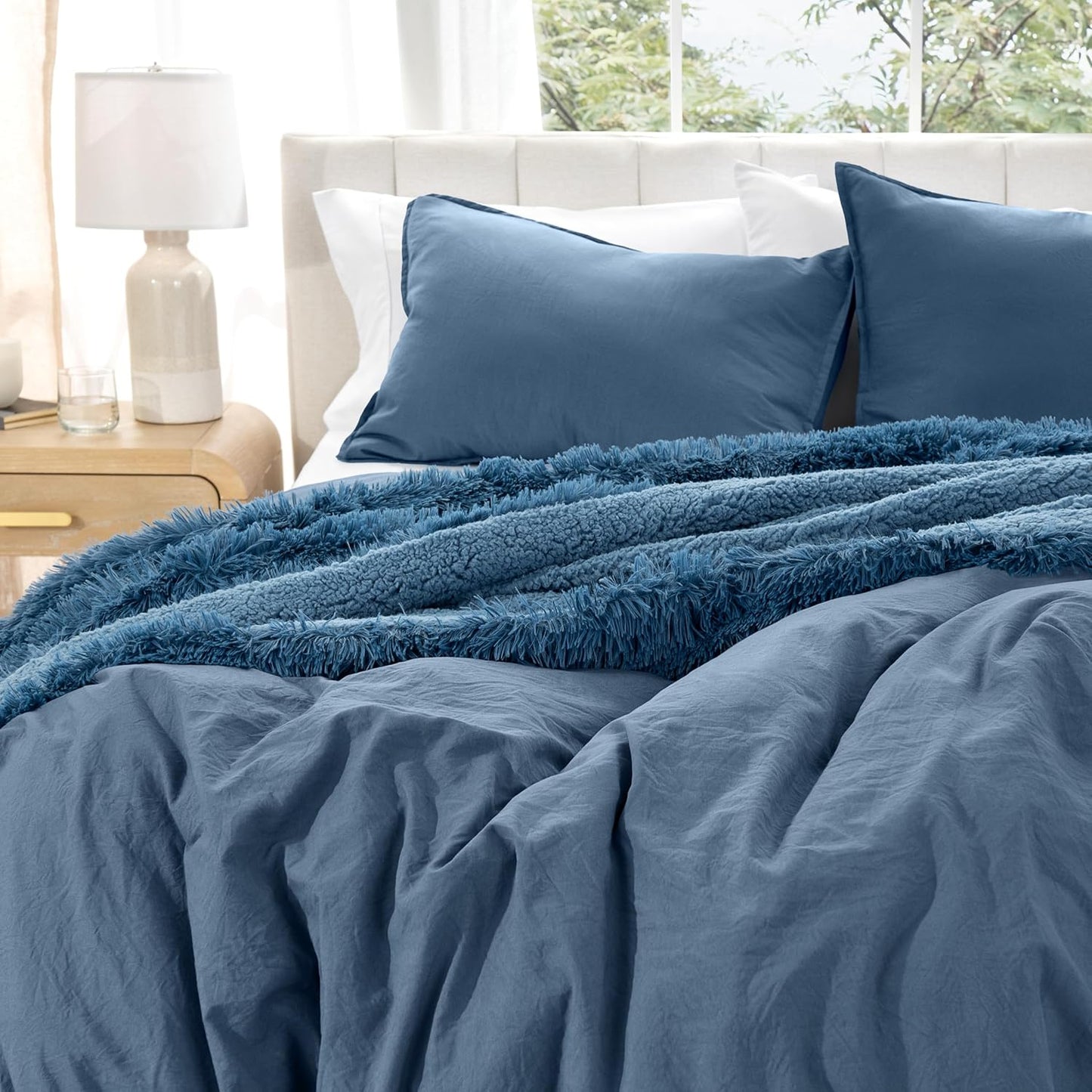 Bare Home Microfiber Duvet Cover Set - Ultra Soft Washed Microfiber - Twin/Twin Extra Long - Linen-Like Look - Easy Care - Breathable Fabric - Our Softest Duvet Cover Set (Twin/Twin XL, Bering Sea)