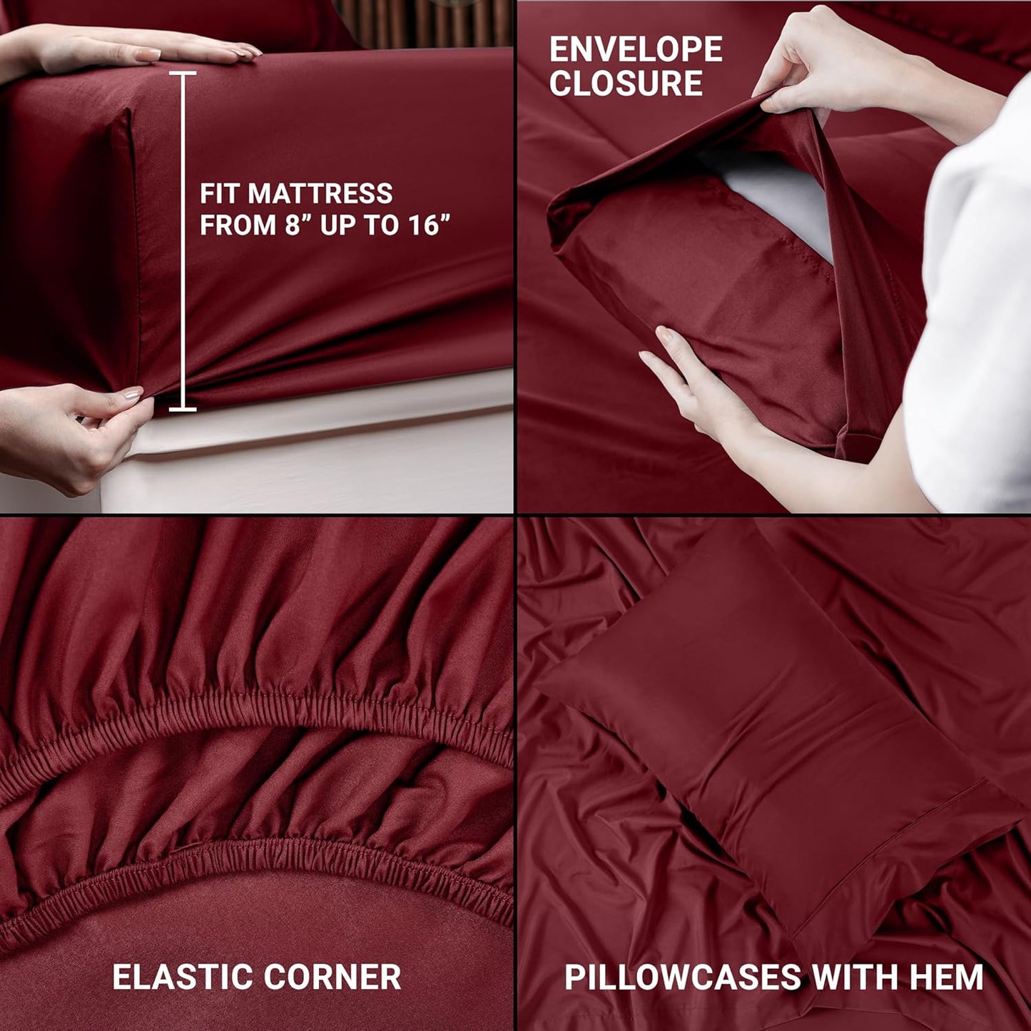 Utopia Bedding Twin Sheet Set – 3 Piece Bed Sheets for Twin Size Bed, Soft and Breathable Microfiber, Includes 1 Fitted Sheet, 1 Flat Sheet and 1 Pillowcase (Burgundy)