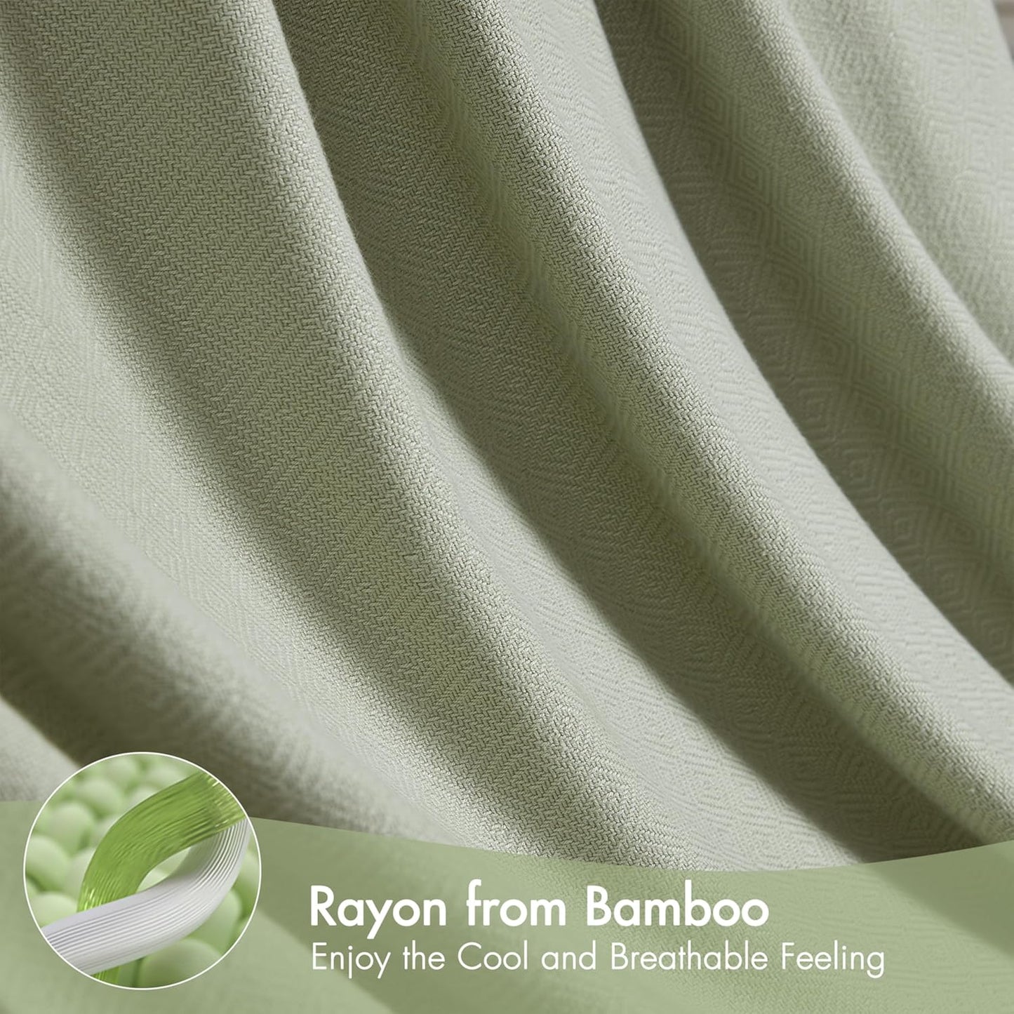 Madison Park Twin Size Blanket, 70% Rayon Bamboo-Based, 30% Cotton, Breathable for Hot Sleepers Menopause, Ultra Soft and Snag-Resistant, Summer Blanket for Bed or Couch, Twin 66"x90", Sage Green