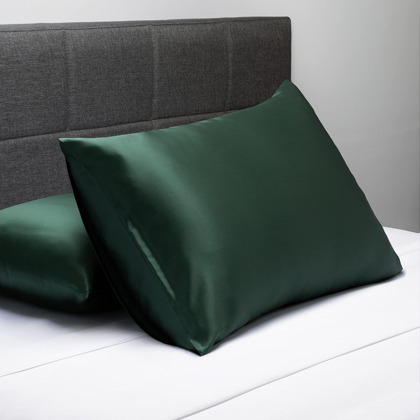 Fishers Finery 25mm 100% Pure Mulberry Silk Pillowcase (Dark Green King 2 Pack)
