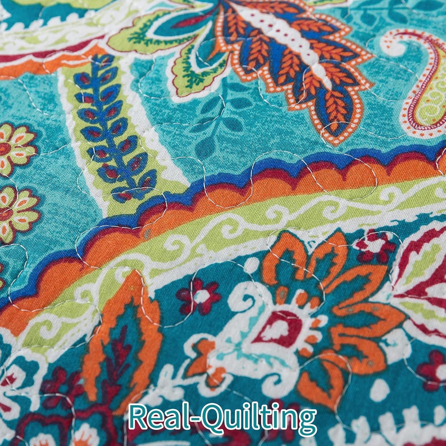 BEDIFANY Cotton Queen Quilt Set - Lightweight Queen Size Quilts Bedding Set for a Comfortable Sleep - Reversible Bedspread Coverlet (90 * 98 in) with Boho Pattern, 3 Pieces
