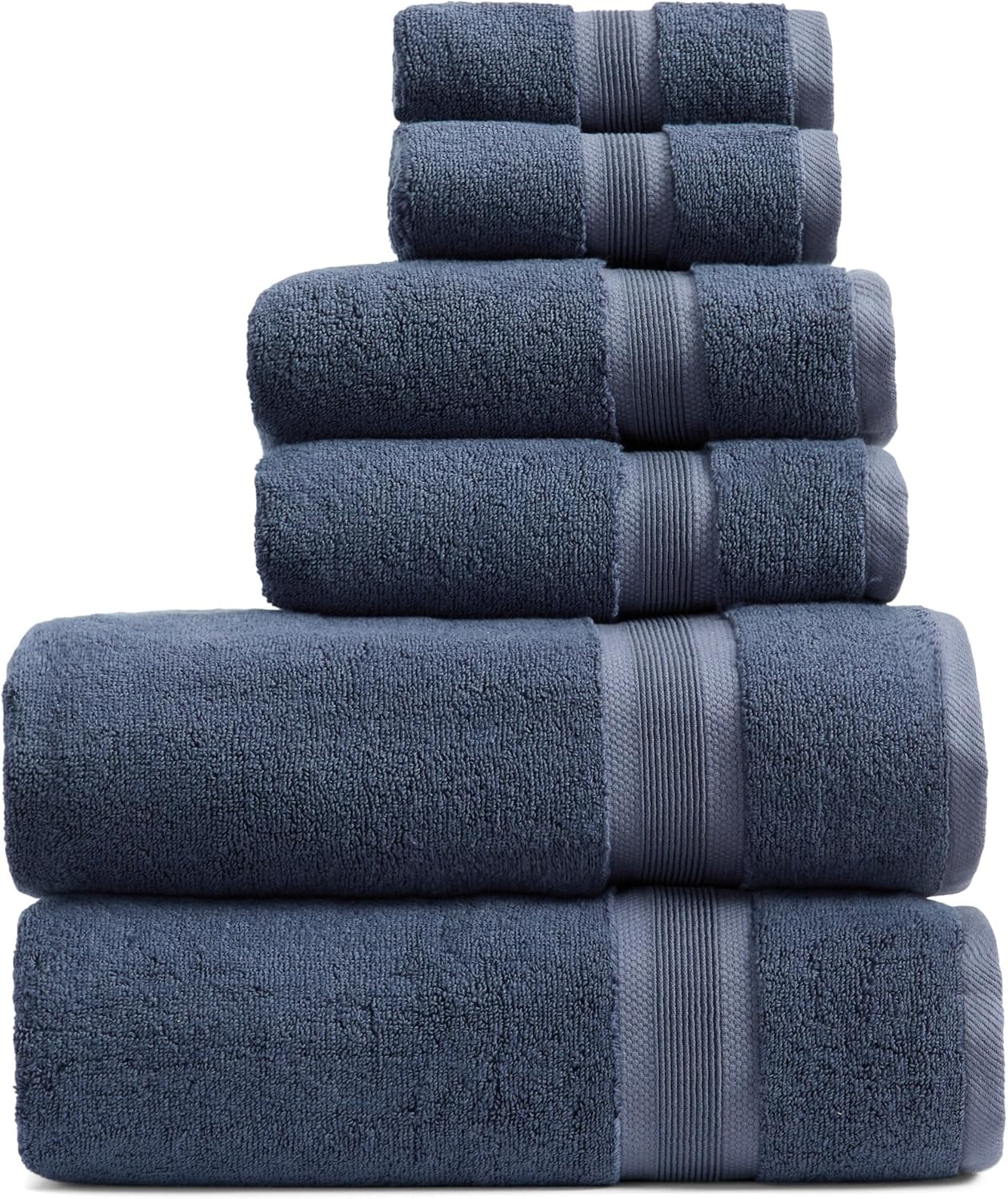 Springtree Home Luxury Viscose from Bamboo Bath Towel Set 6 Piece Set | 35% Viscose from Bamboo - 65% Cotton | Absorbent Quick-Dry Towels for Bathroom | Oeko-TEX Standard 100 Cotton | French Blue