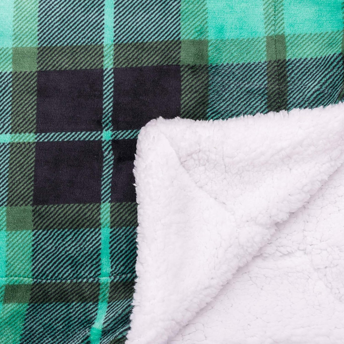 SOCHOW Sherpa Plaid Fleece Throw Blanket, Double-Sided Super Soft Luxurious Bedding Blanket 60 x 80 inches, Green