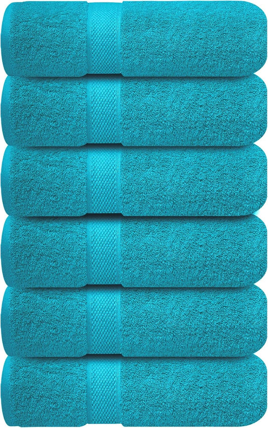 Infinitee Xclusives Teal Hand Towels for Bathroom - Set of 6 (16x28 inches) 600 GSM, 100% Cotton Ultra Soft, Quick Drying, Hotel Quality Hand Towel Set (Serene Teal)
