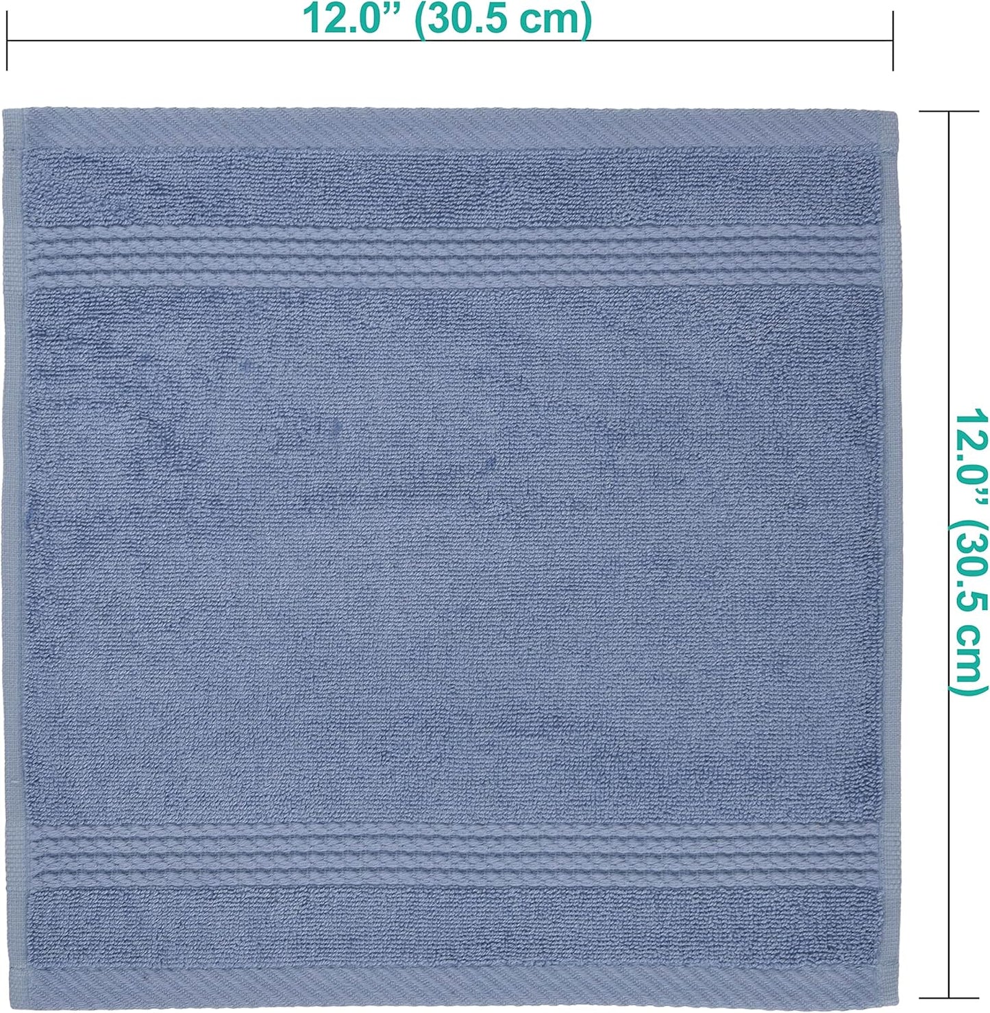 EastNBlue Lara 100% Turkish Cotton Washcloths 4 Pack, Extra Soft & Absorbent Wash Cloths for Face & Body (12" x 12"), Terry Cloth, Small Hand Towels for Bathroom, Navy Blue
