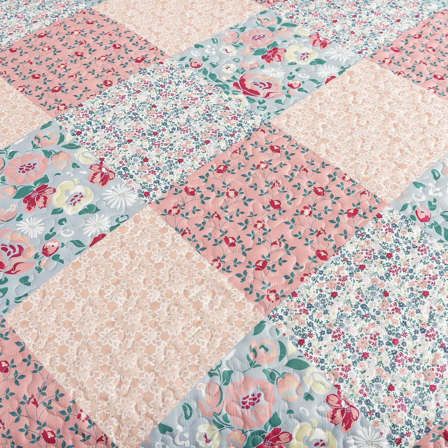HoneiLife King Quilt Bedding Sets - Microfiber Quilt Set 3-Pieces,Lightweight Bedspreads Patchwork Coverlets Retro Bed Cover Quilt King Size All Season Quilts