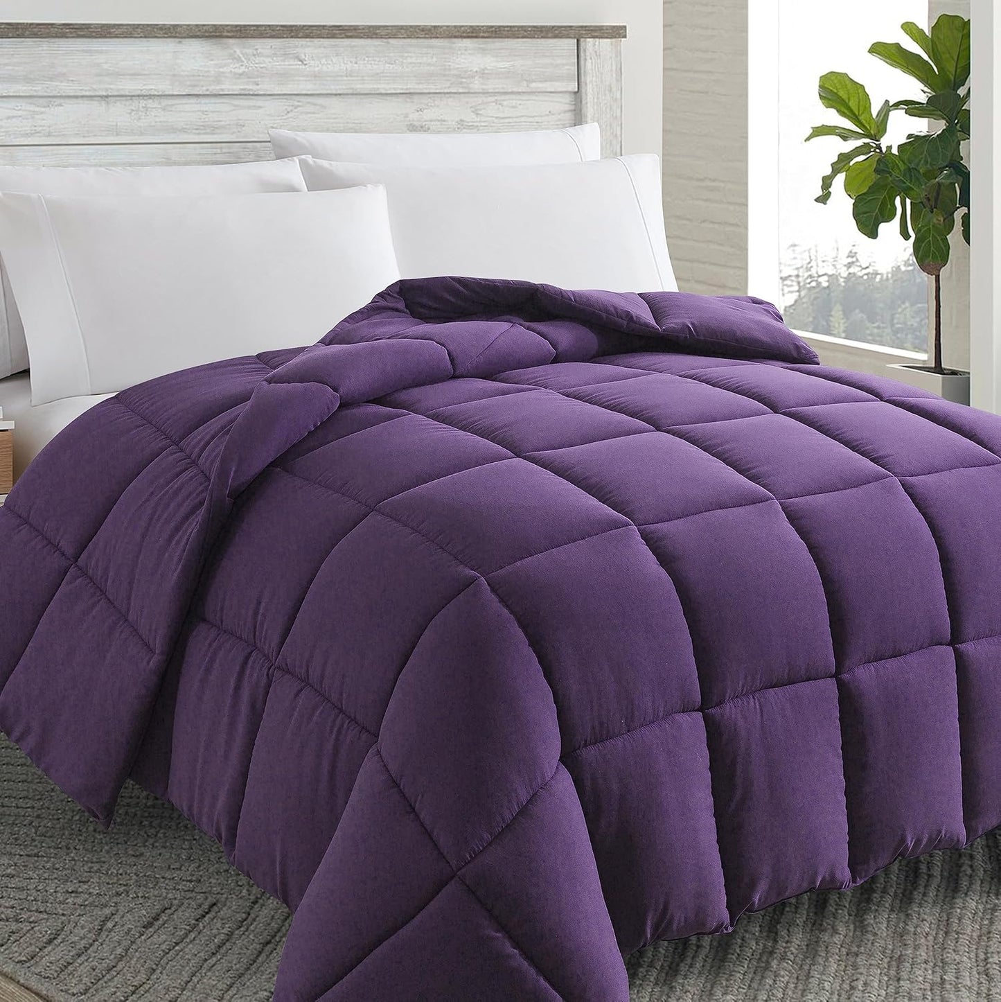 Cosybay Down Alternative Comforter (Purple, Queen) - All Season Soft Quilted Queen Size Bed Comforter - Duvet Insert with Corner Tabs -Winter Summer Warm Fluffy, 88x92inches