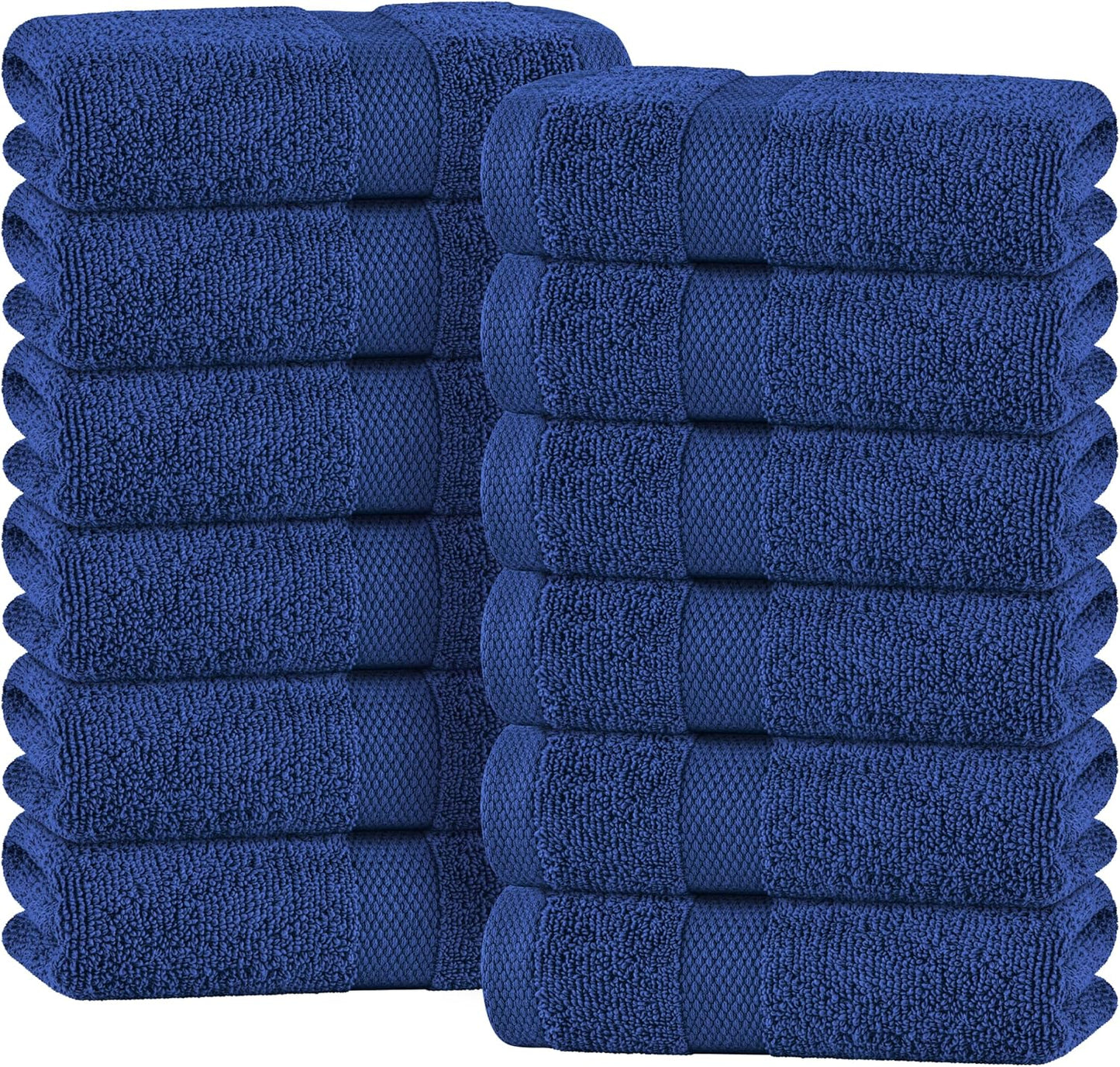 White Classic Navy Blue Hand Towels for Bathroom [12 Pack] Cotton Hand Towel Bulk for Gym, Kitchen and Spa, 16x27 Inches Soft Highly Absorbent Quick Dry Terry Salon Towels