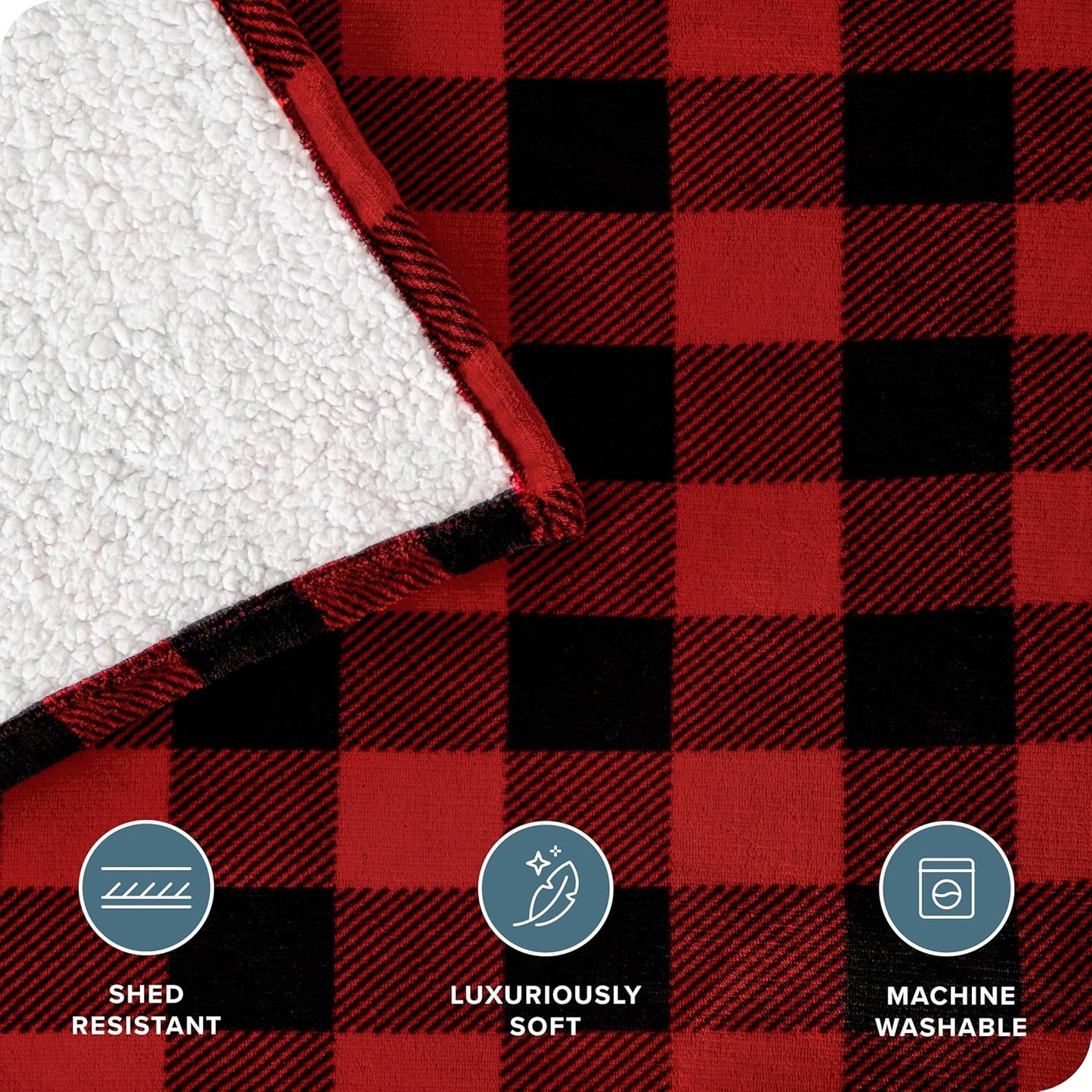 Bare Home Sherpa Fleece Blanket - Twin/Twin Extra Long - Blanket for Bed, Sofa, and Couch - Warm & Lightweight - Fluffy & Soft - Reversible (Twin/Twin XL, Buffalo Plaid - Red/Black)