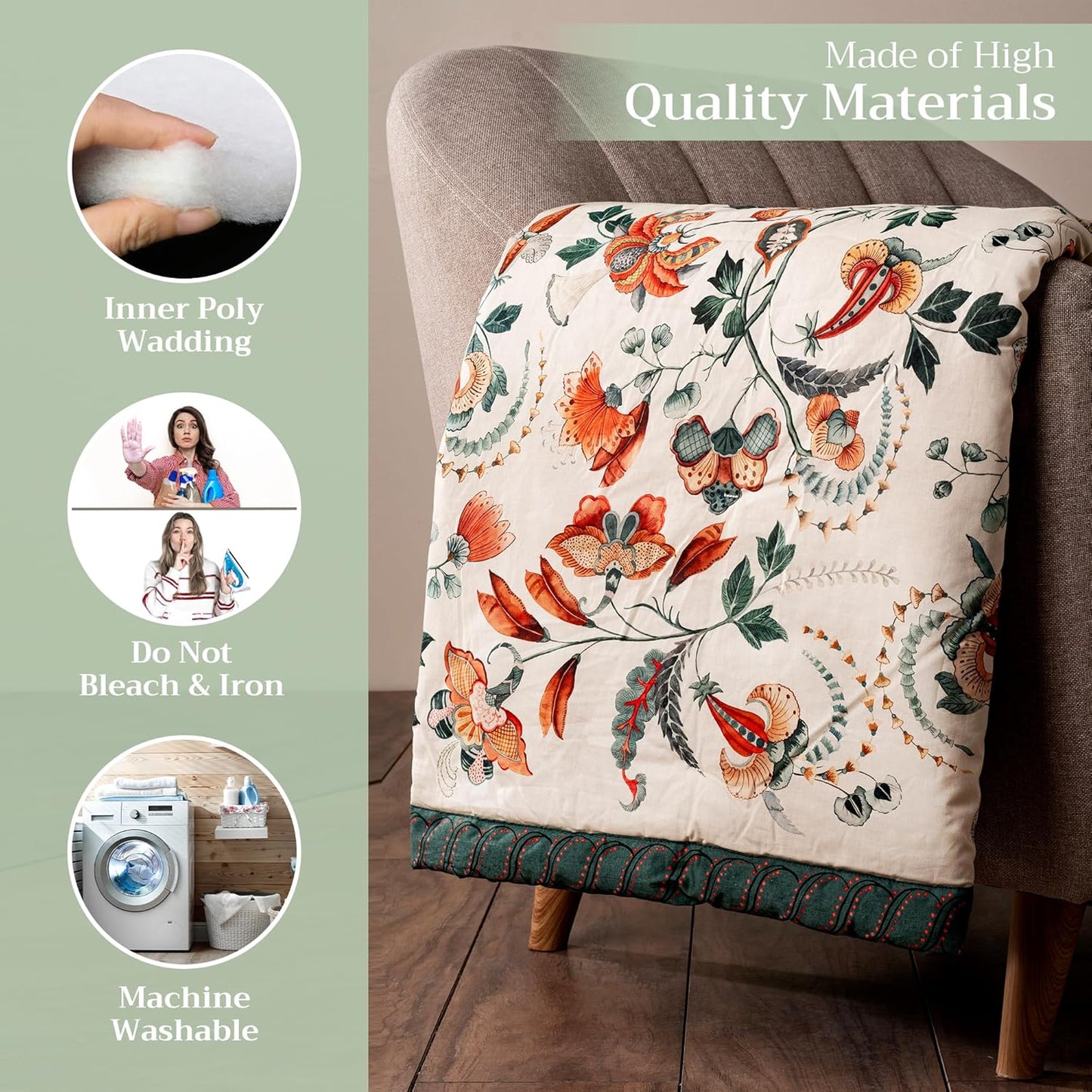 Maison d' Hermine Throw Blanket for Couch Lightweight Soft Warm Breathable Cotton Throw Blankets for Bed Girls Boys Women Men Gifts Sofa Travel Living Room Chair Bedding (50"x60", Dalida)
