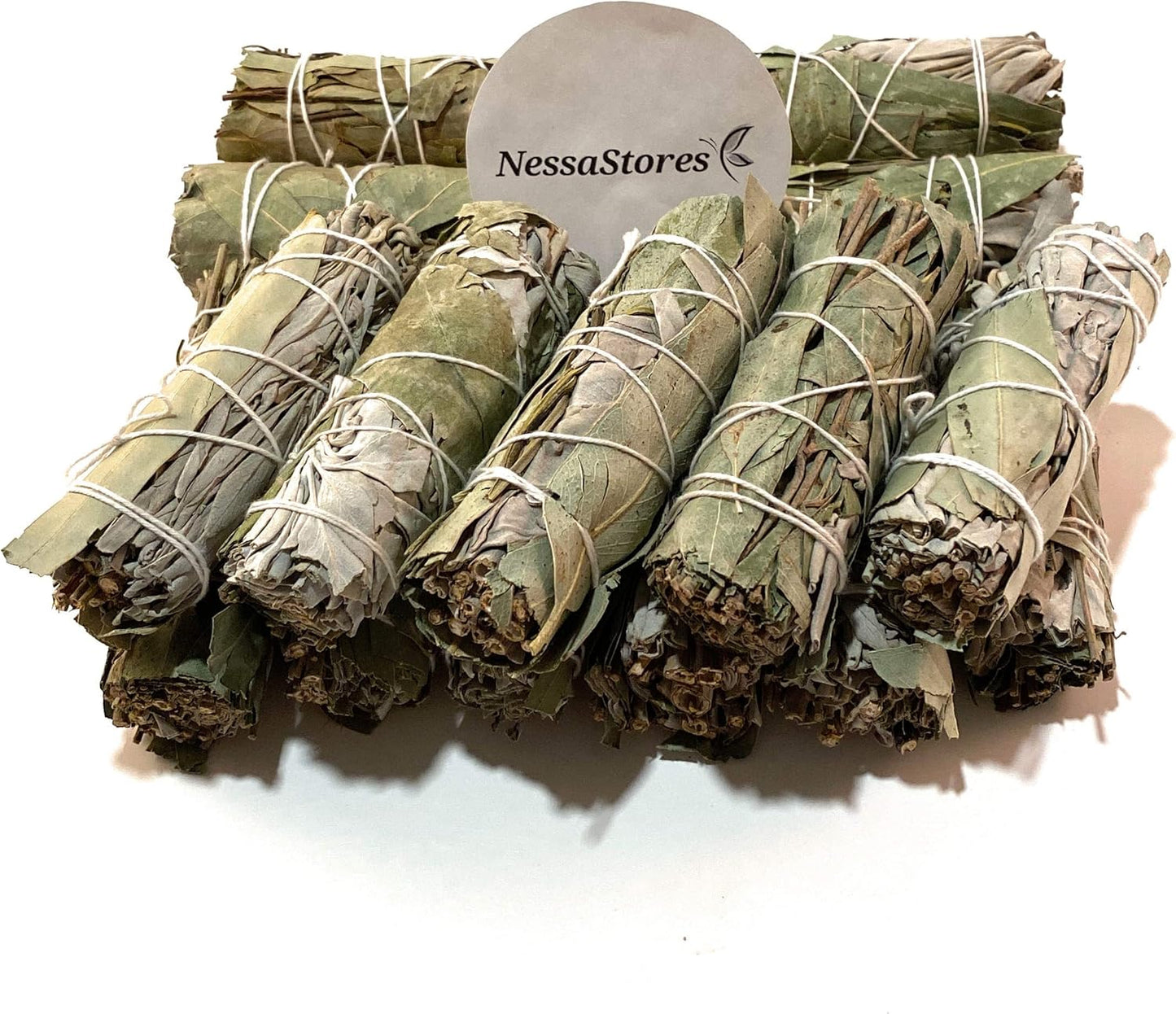 NessaStores - California White Sage + Eucalyptus Smudge Stick 4" Bundle #JC-167 (18 pcs)