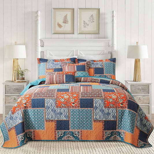 BEDIFANY Cotton Queen Size Quilt Sets, Soft Lightweight Bedspread Queen Size Soft Farmhouse Queen Queen Bedding Sets for Bed Decorations for All Seasons, 3 Pieces
