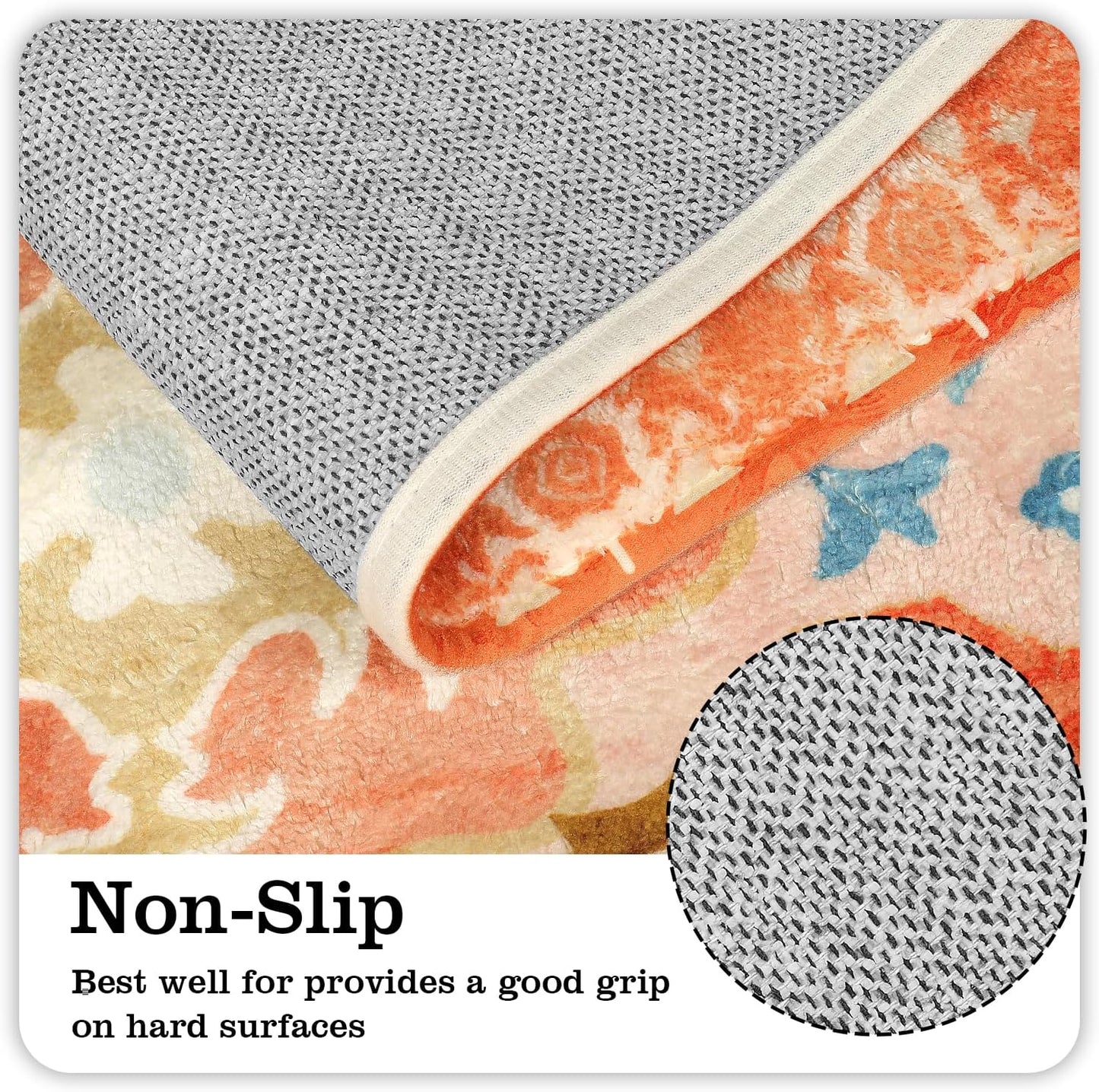 Uphome Boho Tribal Bathroom Rugs Orange Cute Floral Bath Mat Non-Slip Machine Washable Small Rug Soft Oriental Bath Mats for Bathroom Decor for Sink Shower Doormat Tub, 18x25 inch