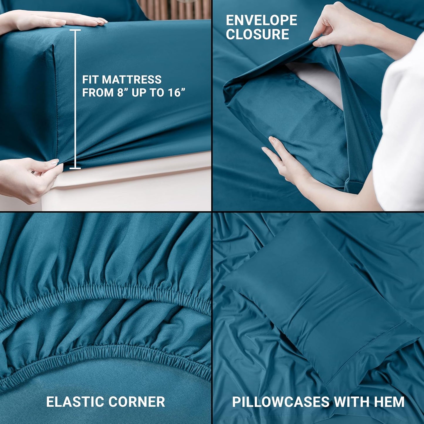 Utopia Bedding Twin Sheet Set – 3 Piece Bed Sheets for Twin Size Bed, Soft and Breathable Microfiber, Includes 1 Fitted Sheet, 1 Flat Sheet and 1 Pillowcase (Denim Blue)