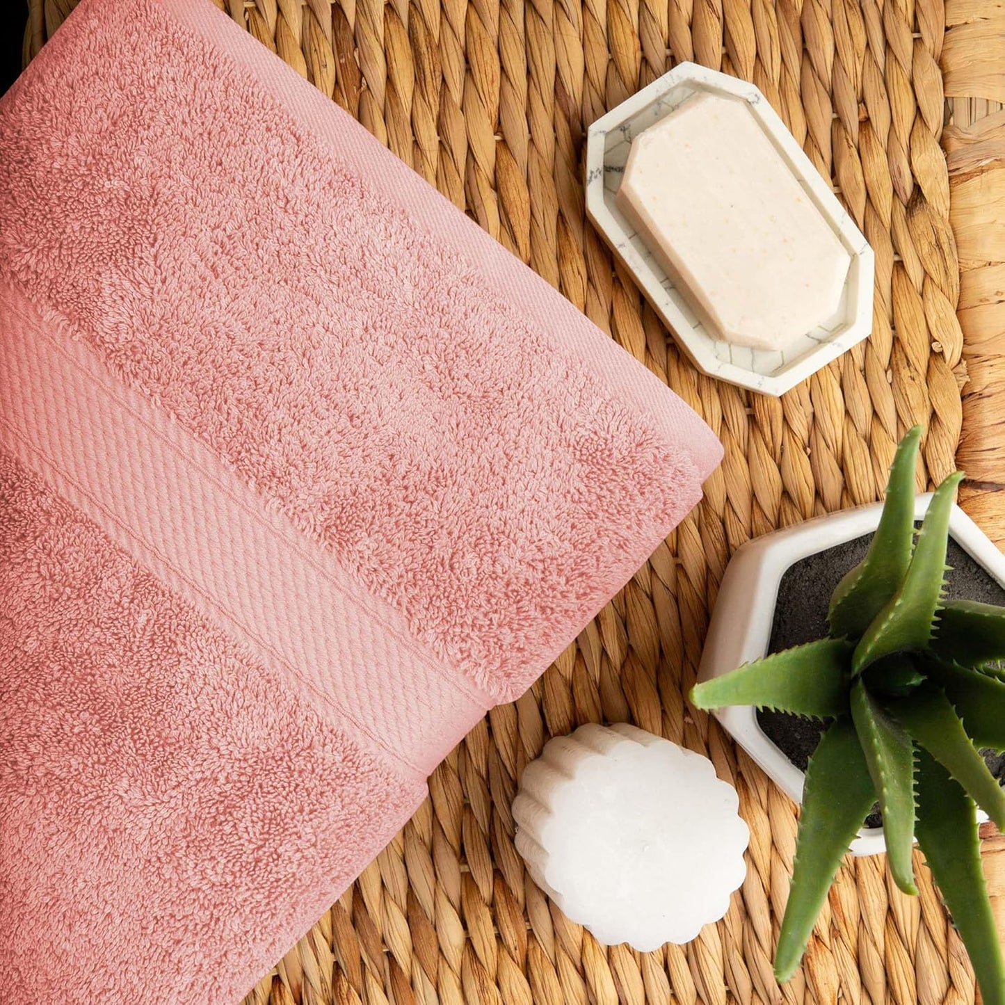 Superior Egyptian Cotton Pile 10 Piece Towel Set, Includes 2 Bath, 4 Hand, 4 Face Towels/Washcloths, Ultra Soft Luxury Towels, Thick Plush Essentials, Guest Bath, Spa, Hotel Bathroom, Tea Rose