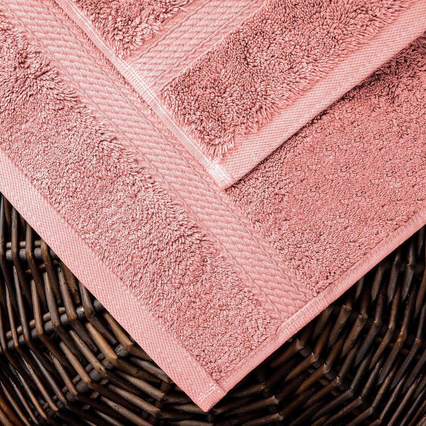 Superior Egyptian Cotton Pile 10 Piece Towel Set, Includes 2 Bath, 4 Hand, 4 Face Towels/Washcloths, Ultra Soft Luxury Towels, Thick Plush Essentials, Guest Bath, Spa, Hotel Bathroom, Tea Rose