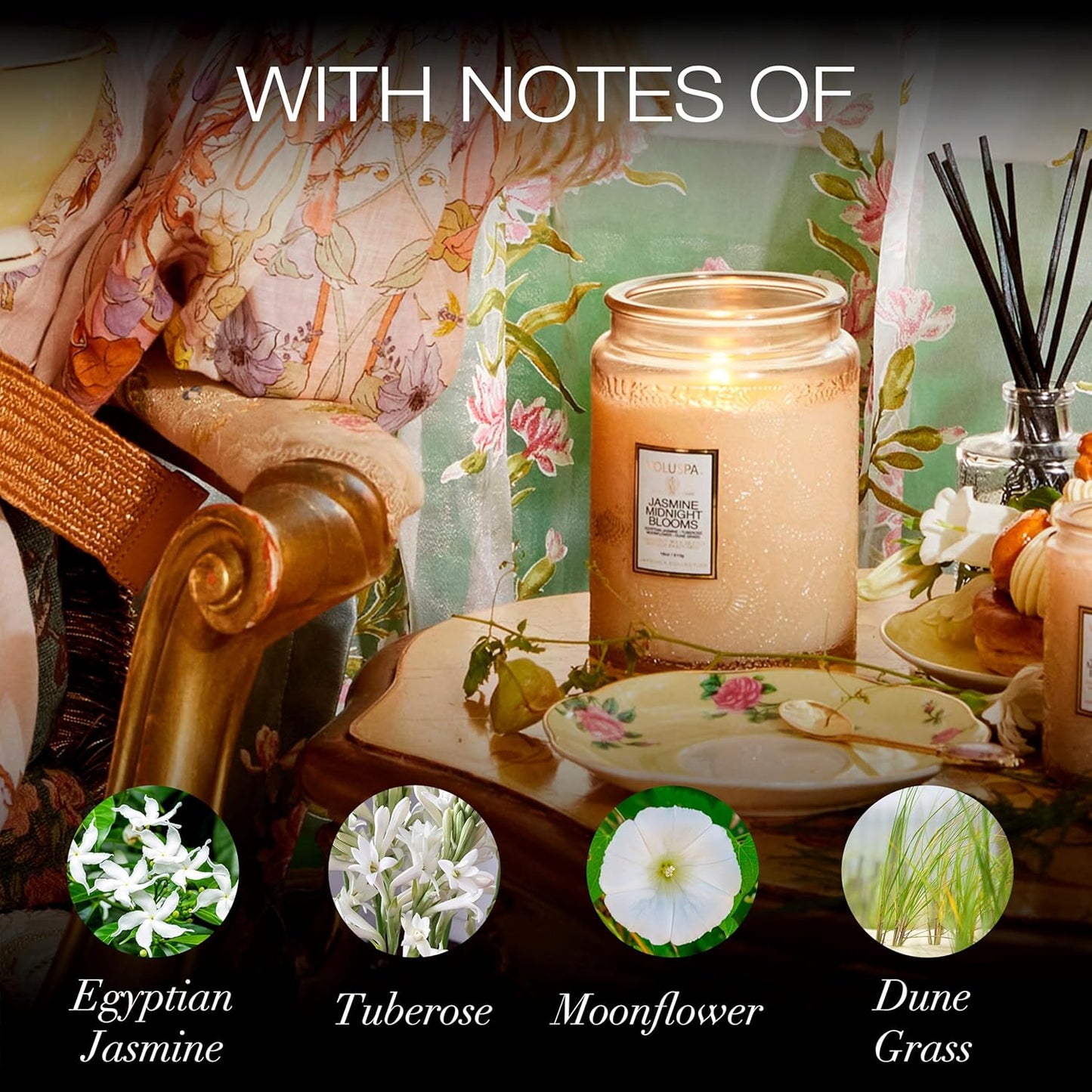 Japonica Collection Large - Jasmine Midnight Blooms by Voluspa for Unisex - 18 oz Candle