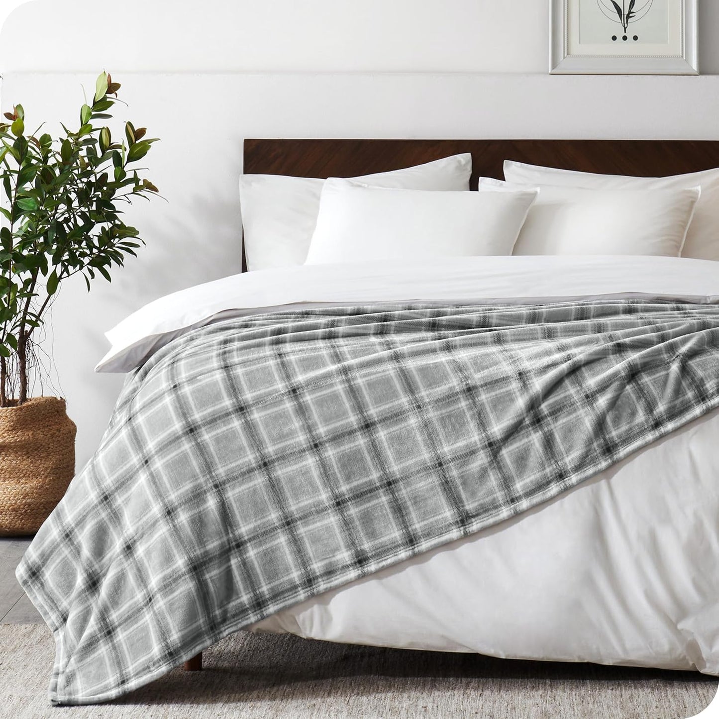 Bare Home Fleece Blanket - King Size - Ultra-Soft Lightweight for Bed, Sofa, and Couch - Luxury Microplush - Cozy Warm Blanket (King, Tartan Plaid)