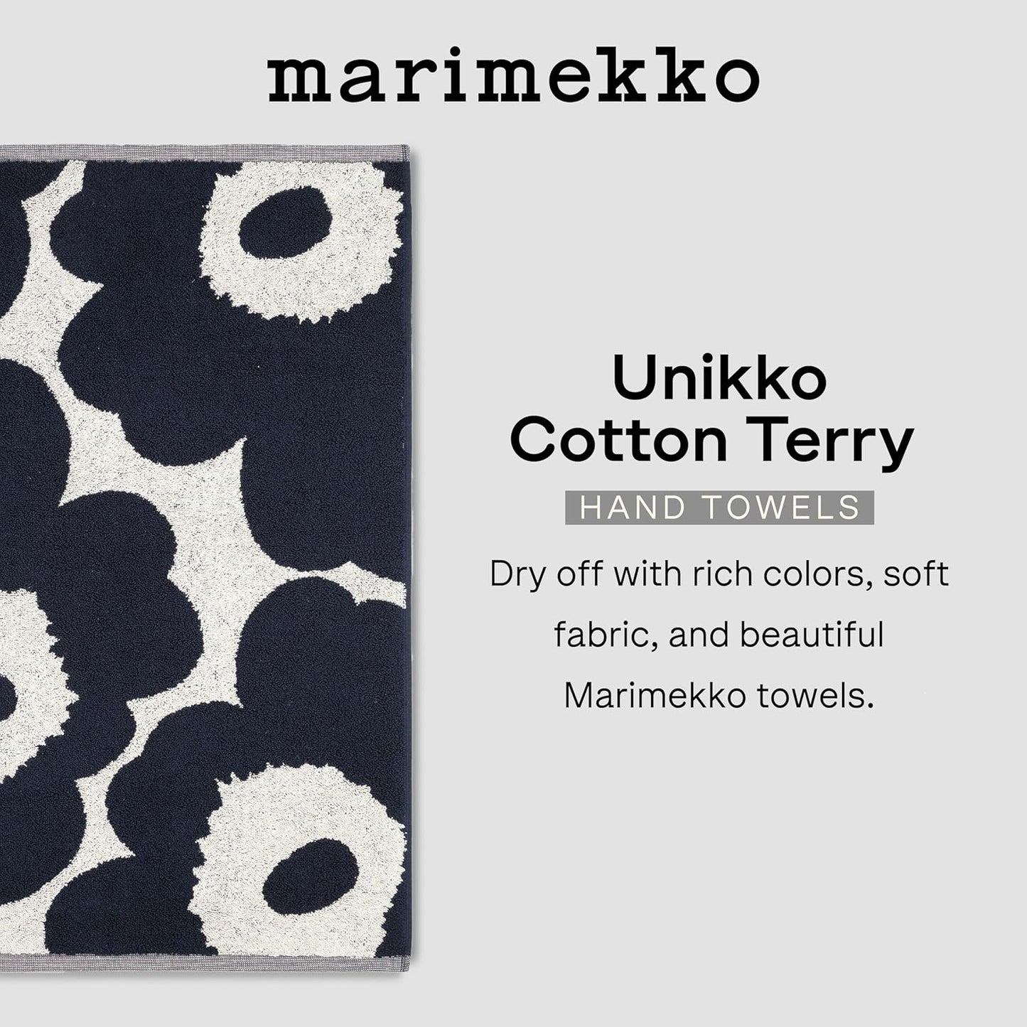 MARIMEKKO Unikko Terry Cotton Hand Towel (Red) – Floral Patterned Hand Towels – 28 in x 20 in