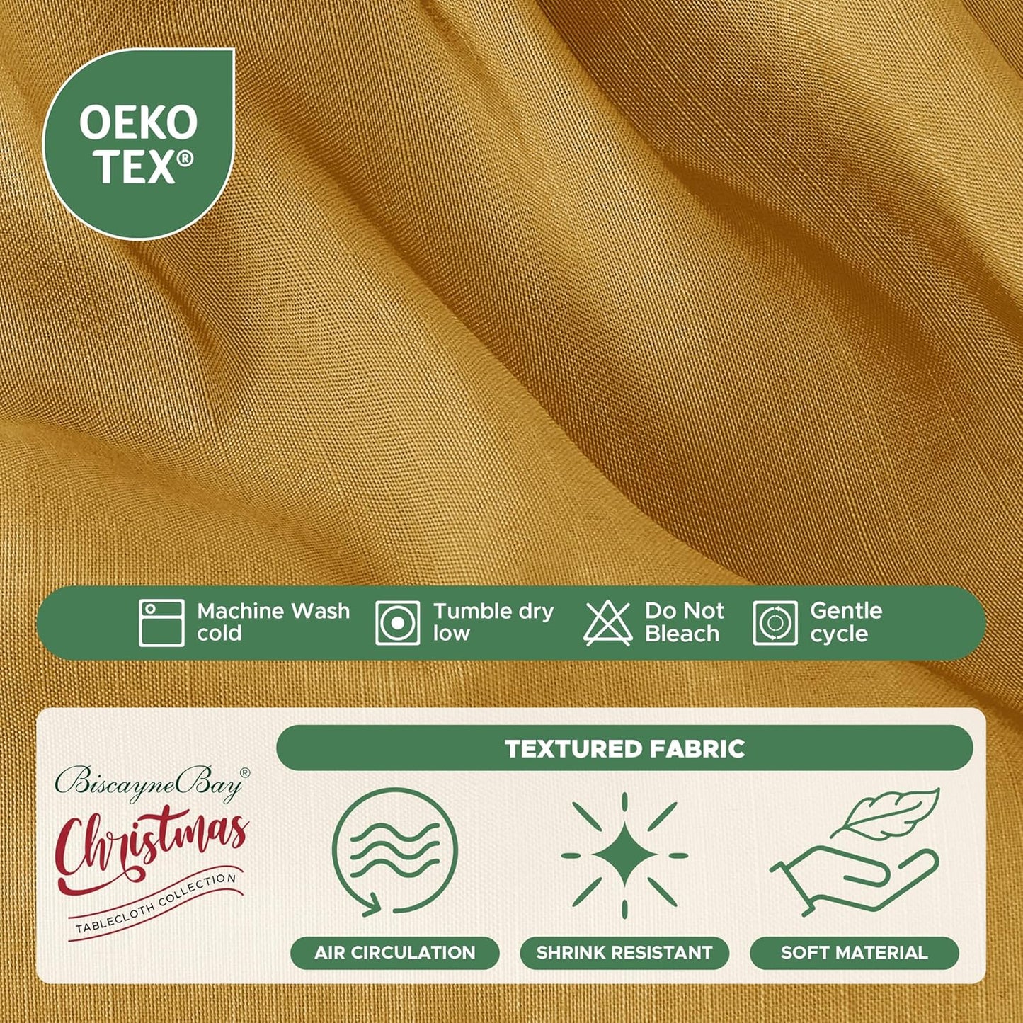 Biscaynebay Wrap Around Bed Skirts for King & Cal King Beds 15" Drop, Christmas Gold Adjustable Elastic Dust Ruffles Easy Fit Wrinkle & Fade Resistant Silky Luxurious Fabric Machine Washable