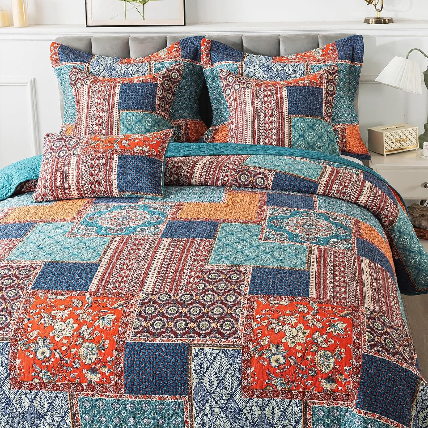BEDIFANY Cotton Queen Size Quilt Sets, Soft Lightweight Bedspread Queen Size Soft Farmhouse Queen Queen Bedding Sets for Bed Decorations for All Seasons, 3 Pieces