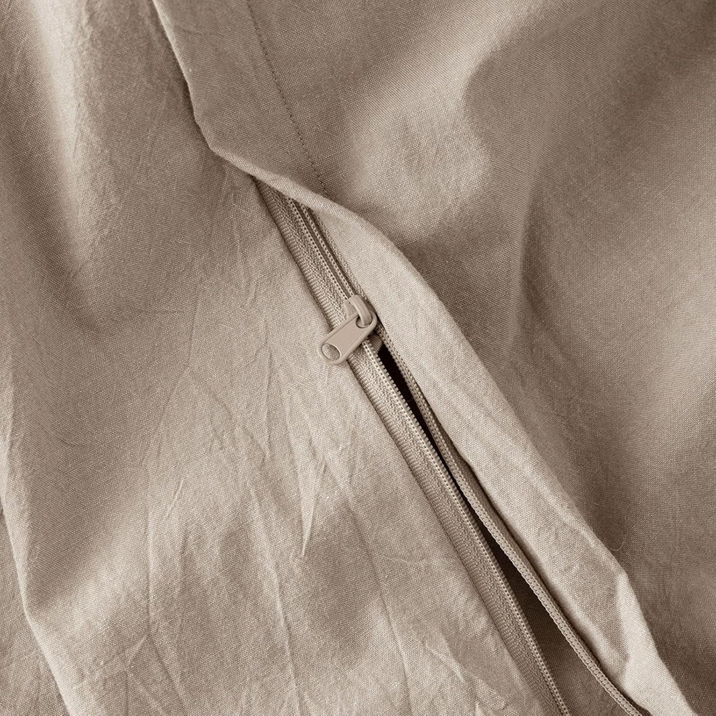 JIYUAN 100% Washed Cotton Duvet Cover Set 3 Pieces King, 1 Duvet Cover 104x90 Inches(Comforter Not Included) and 2 Pillowcases,Linen Feel Bedding Set Comfy and Breathable, Heathered Warm Taupe