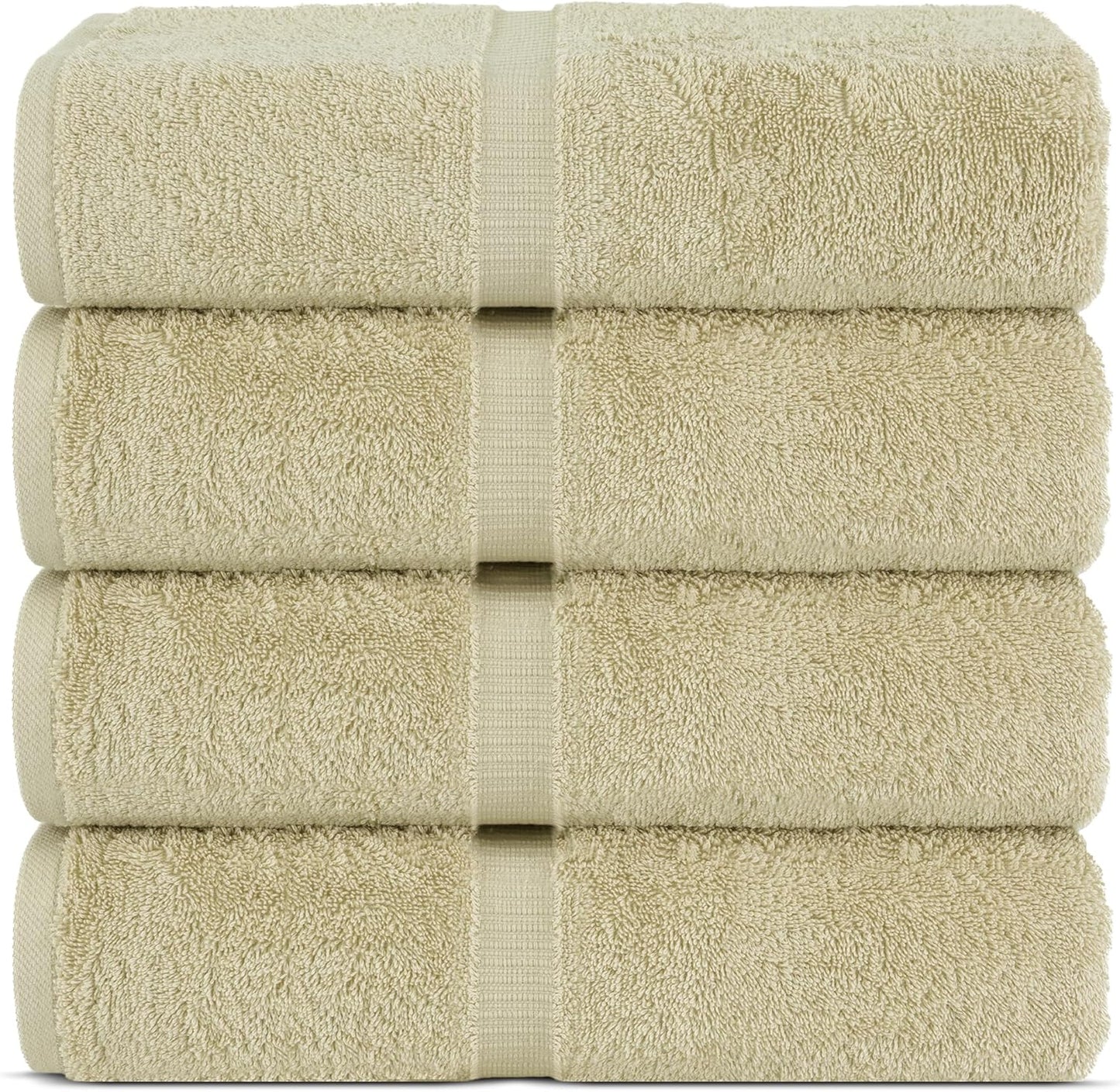 Chakir Turkish Linens 100% Cotton Premium Turkish Towels for Bathroom | 30'' x 60'' Large Bath Towels (4 Piece, Beige)