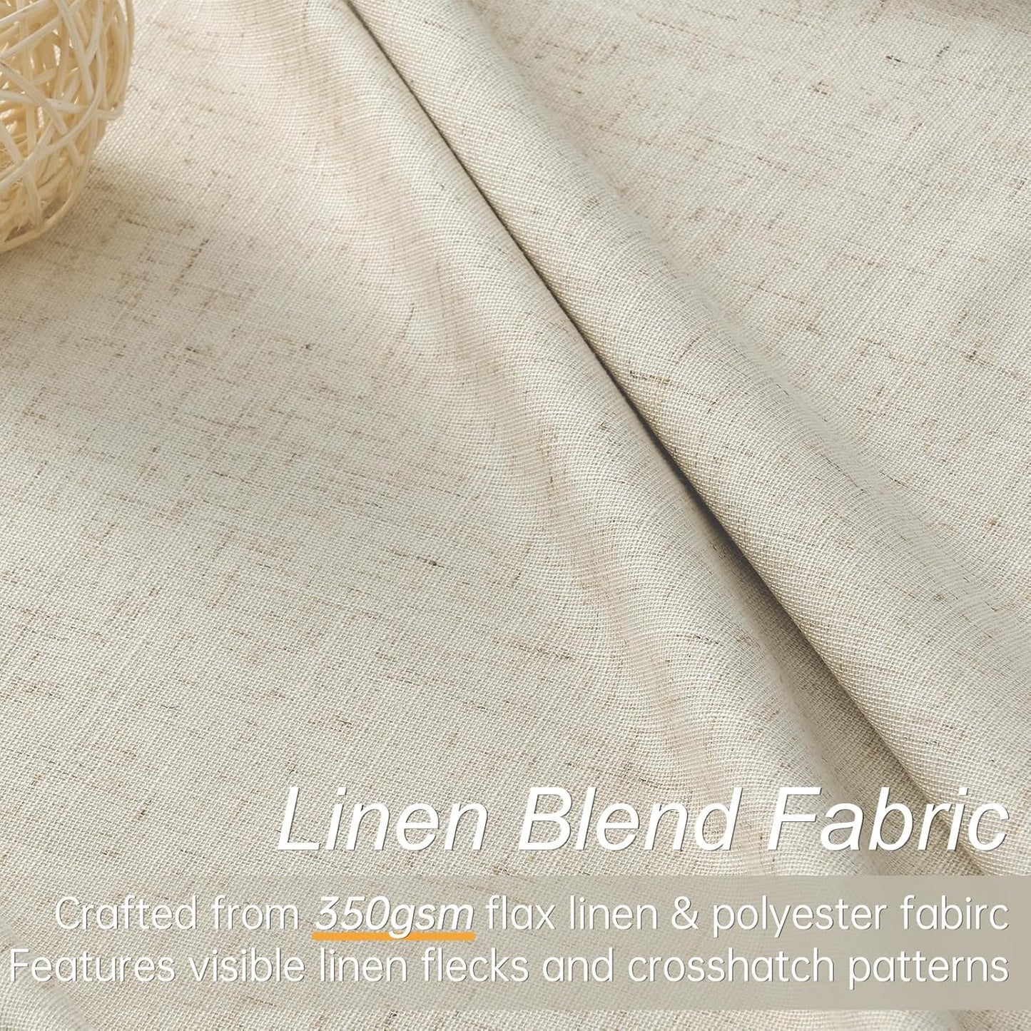 Topfinel 90 Inches Long Full Blackout Cream Farmhouse Linen Curtains for Bedroom, Ivory Pinch Pleated Curtains, Decorative Elegant Farmhouse Lined Drapes 2 Panels Set for Living Room Sliding Door