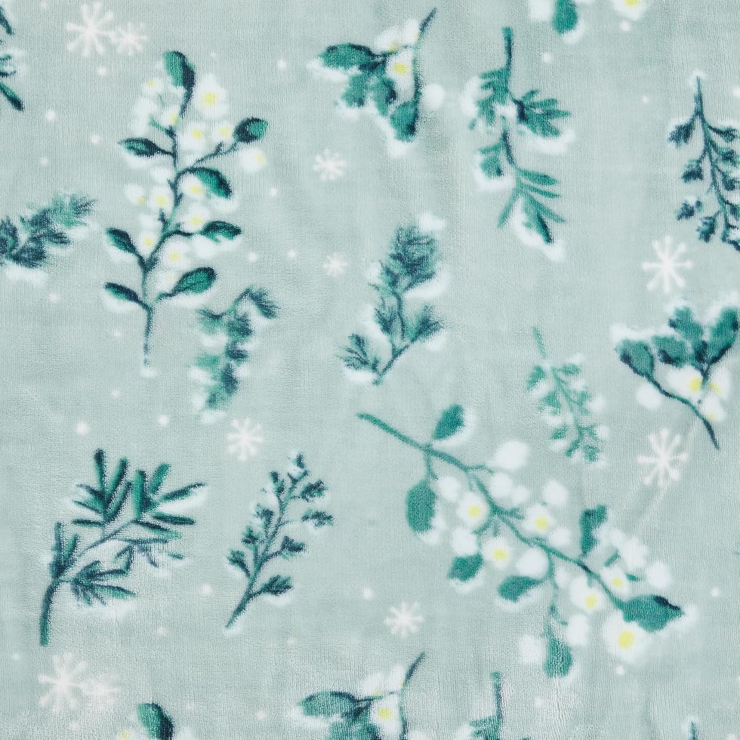 Fleece/Sherpa Throw Blanket - Super Soft Printed Blanket for Couch, Chair, or Bed - Cozy, Luxurious Plush Throw Blanket - Throw 50" x 60", Snowy Botanical