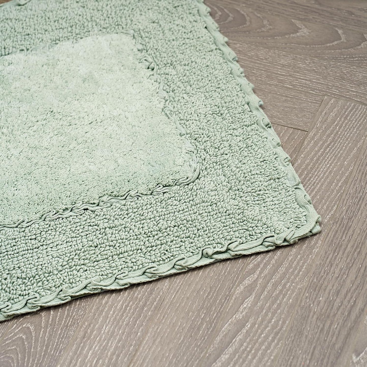 Laura Ashley Ruffle Border Sage Green 27"x 45" 100% Cotton Bath Rug