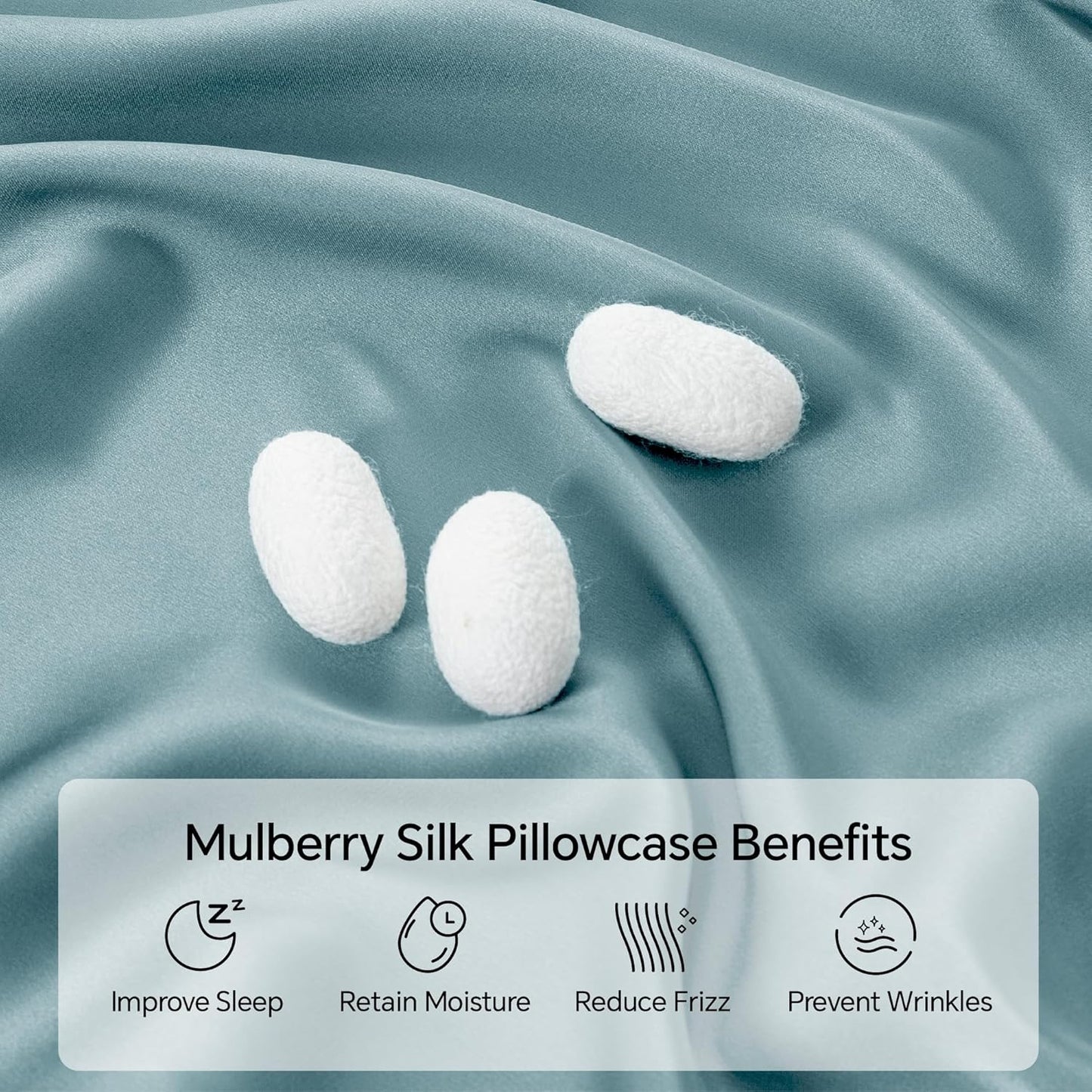 INFIIXSO Mulberry Silk Pillowcase for Hair and Skin, Silk Pillow Cases Queen Size with Hidden Zipper 20x30 Inches, Super Smooth and Soft Cooling Pillow Cases for Hot Sleepers(Haze Blue, 1 Pack)