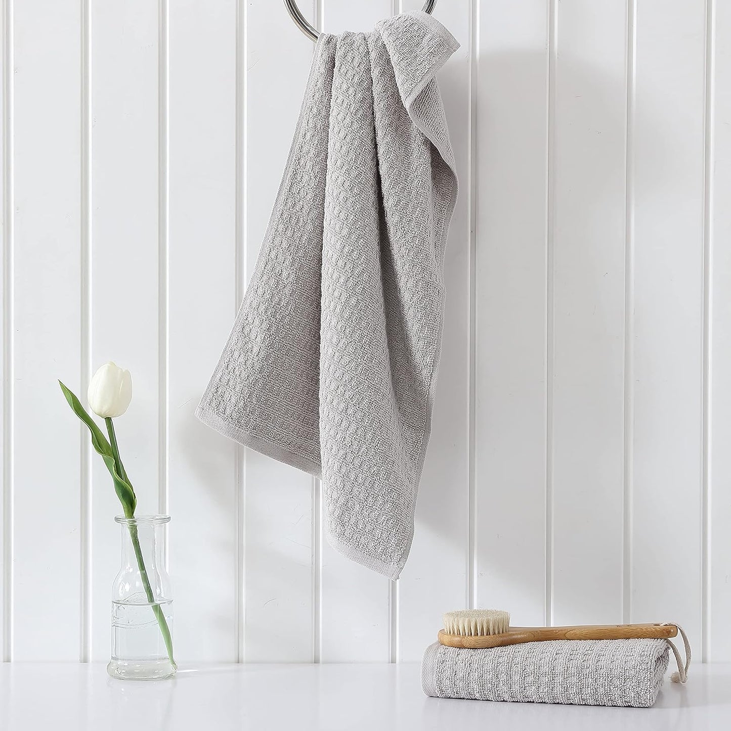 Tommy Bahama- Hand Towel Set, Highly Absorbent Cotton Bathroom Decor, Low Linting & Fade Resistant (Northern Pacific Grey, 2 Piece)