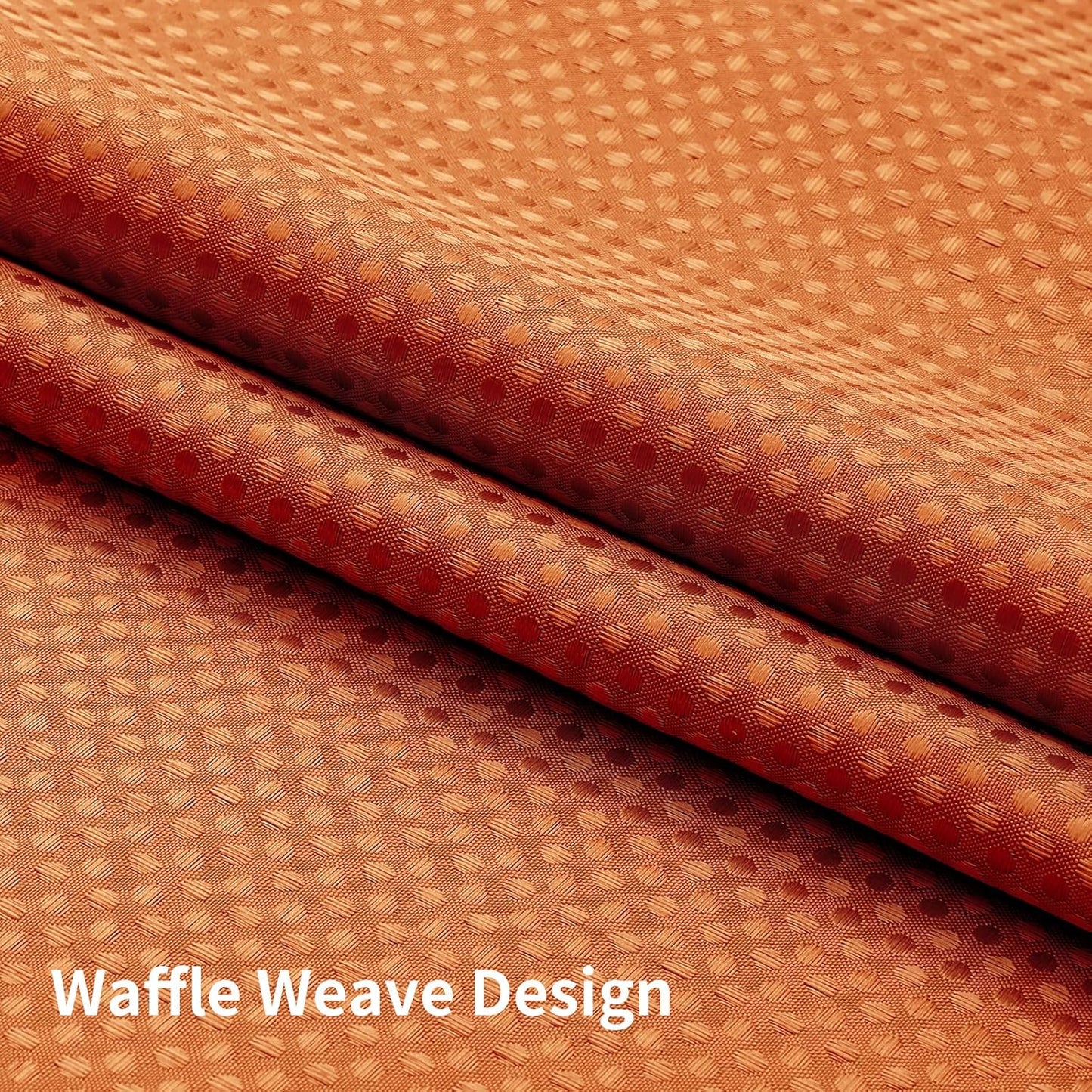 No Hook Shower Curtain with Snap in Fabric Liner, Waffle Weave Heavy Duty Thick Shower Curtains with Mesh Top Window, Hotel Style Waterproof Bathroom Curtain Set, 72 x 75 Inch, Burnt Orange