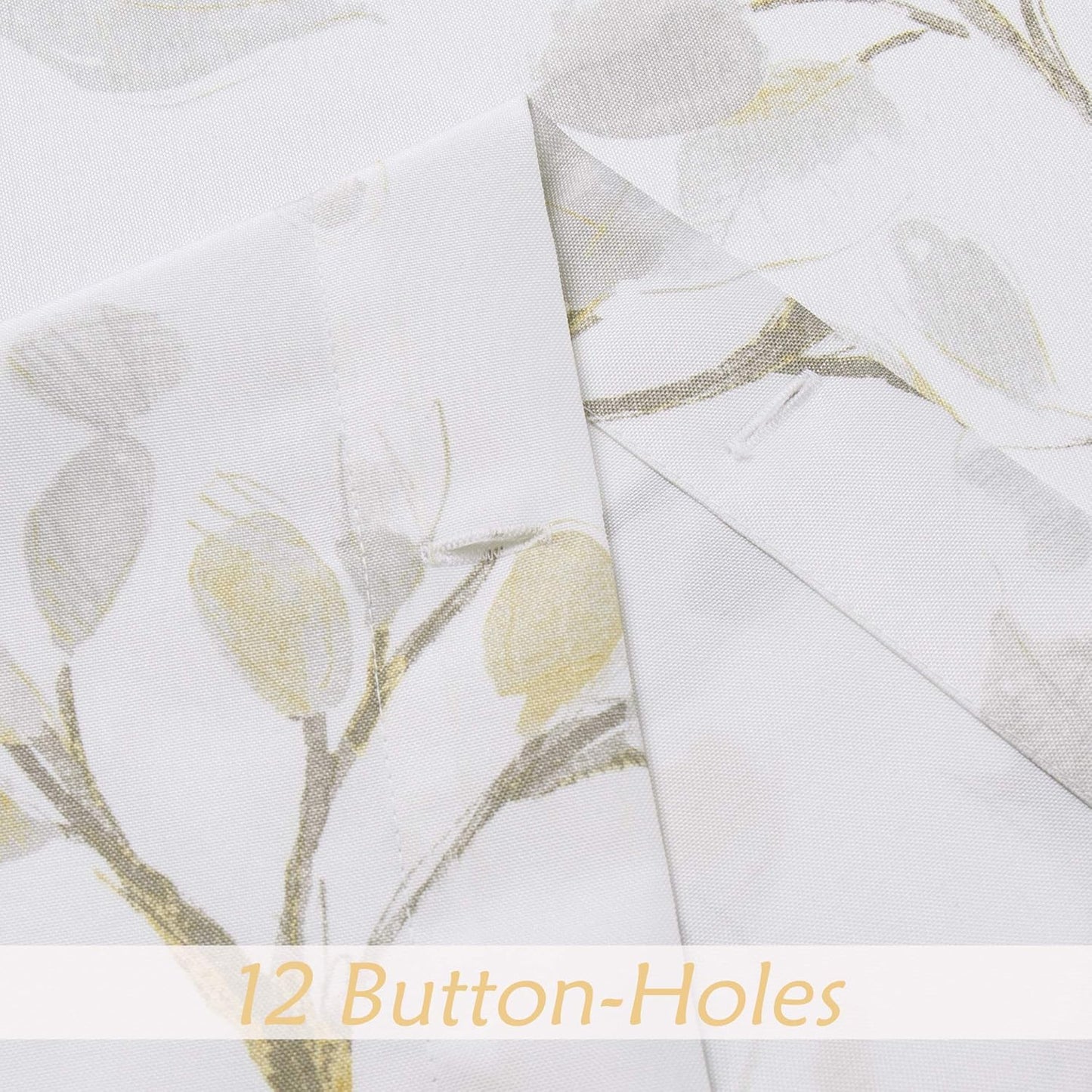 Central Park Yellow Gold Leaf Shower Curtain Water Resistant Decorative Sweeping Floral Print Canvas Bathroom Spa Hotel Shower Curtain with Buttonholes (White, 70"x72")